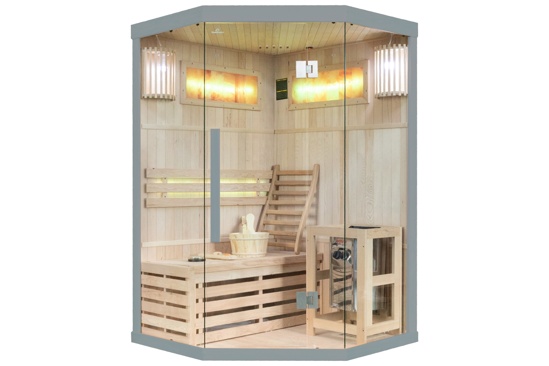 Sauna fińska narożna Nordum Solea 2-osobowa szara