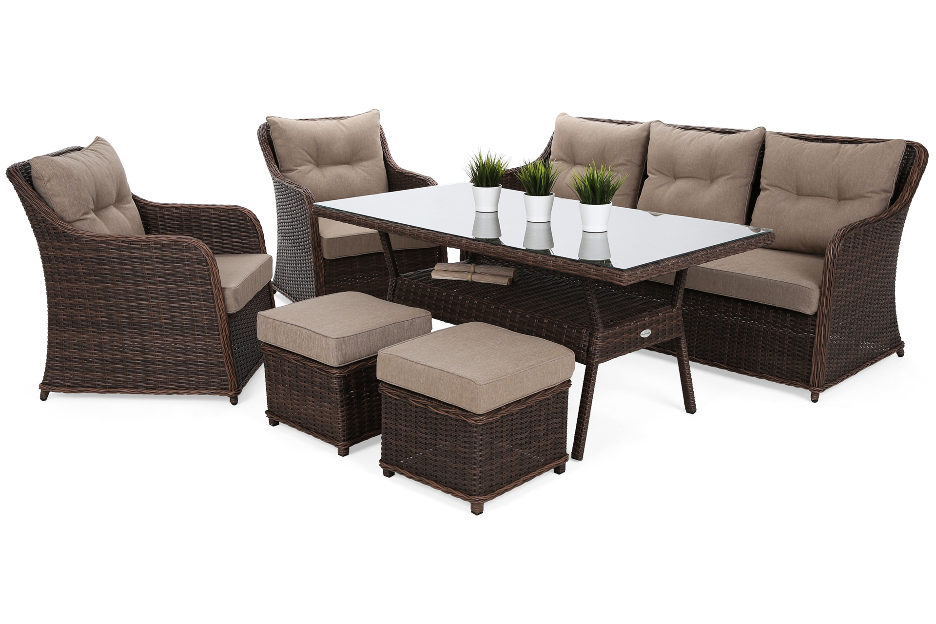 Meble ogrodowe technorattanowe Bergamo Elegant Brown Mat / Brown Melange