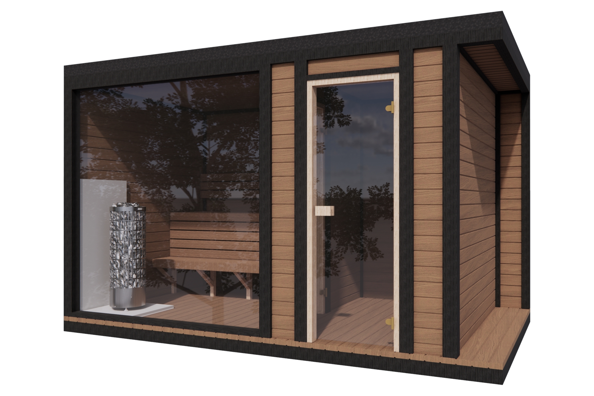 Sauna fińska zewnętrzna TerModula z mini szatnią 373 x 210 cm