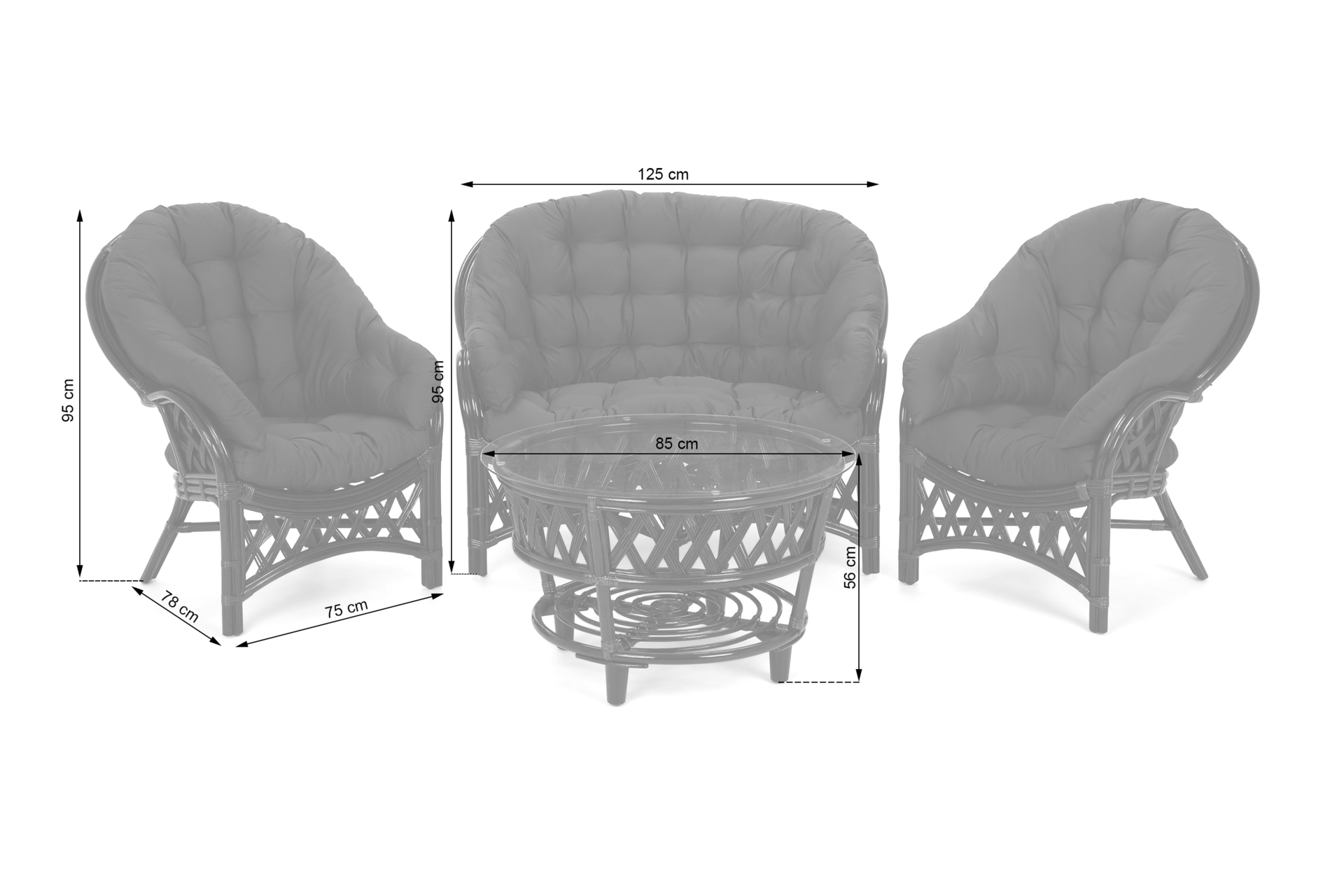 Meble ogrodowe rattanowe Diego Honey / Cream 3+1