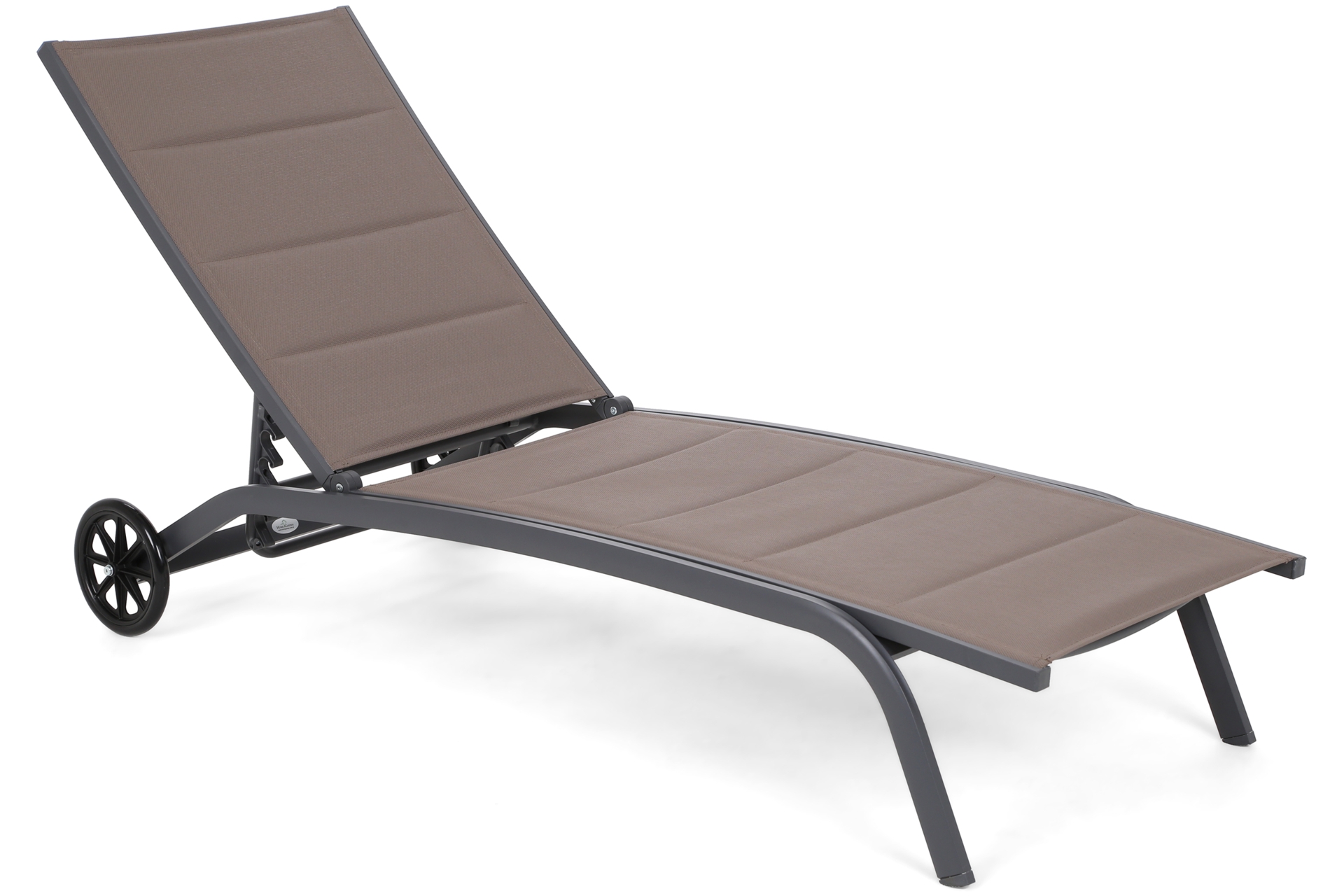 Leżak ogrodowy aluminiowy Ibiza - szary - z regulowanym oparciem Leżak ogrodowy aluminiowy Ibiza Grey / Taupe