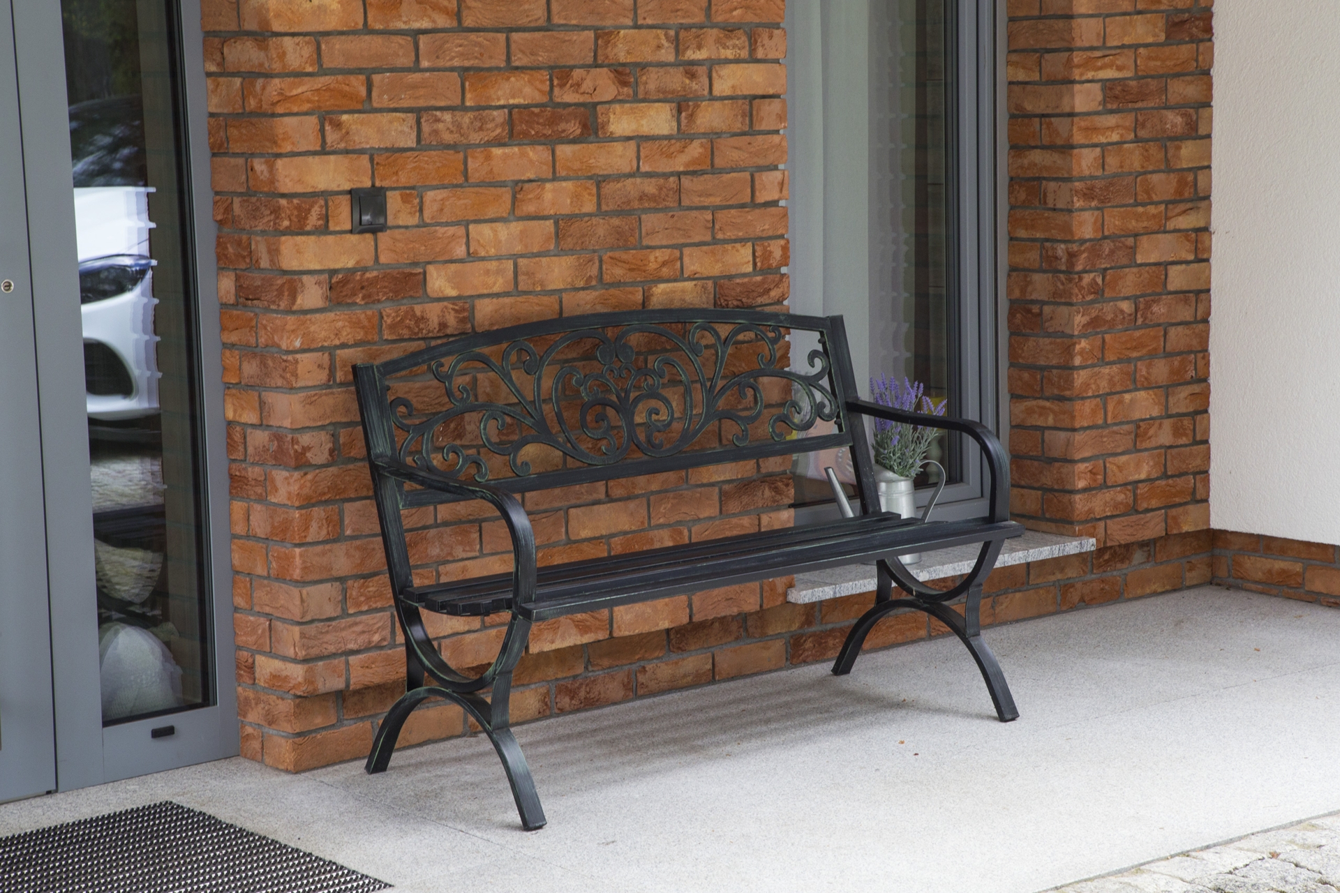 Ławka ogrodowa metalowa Flowers Green