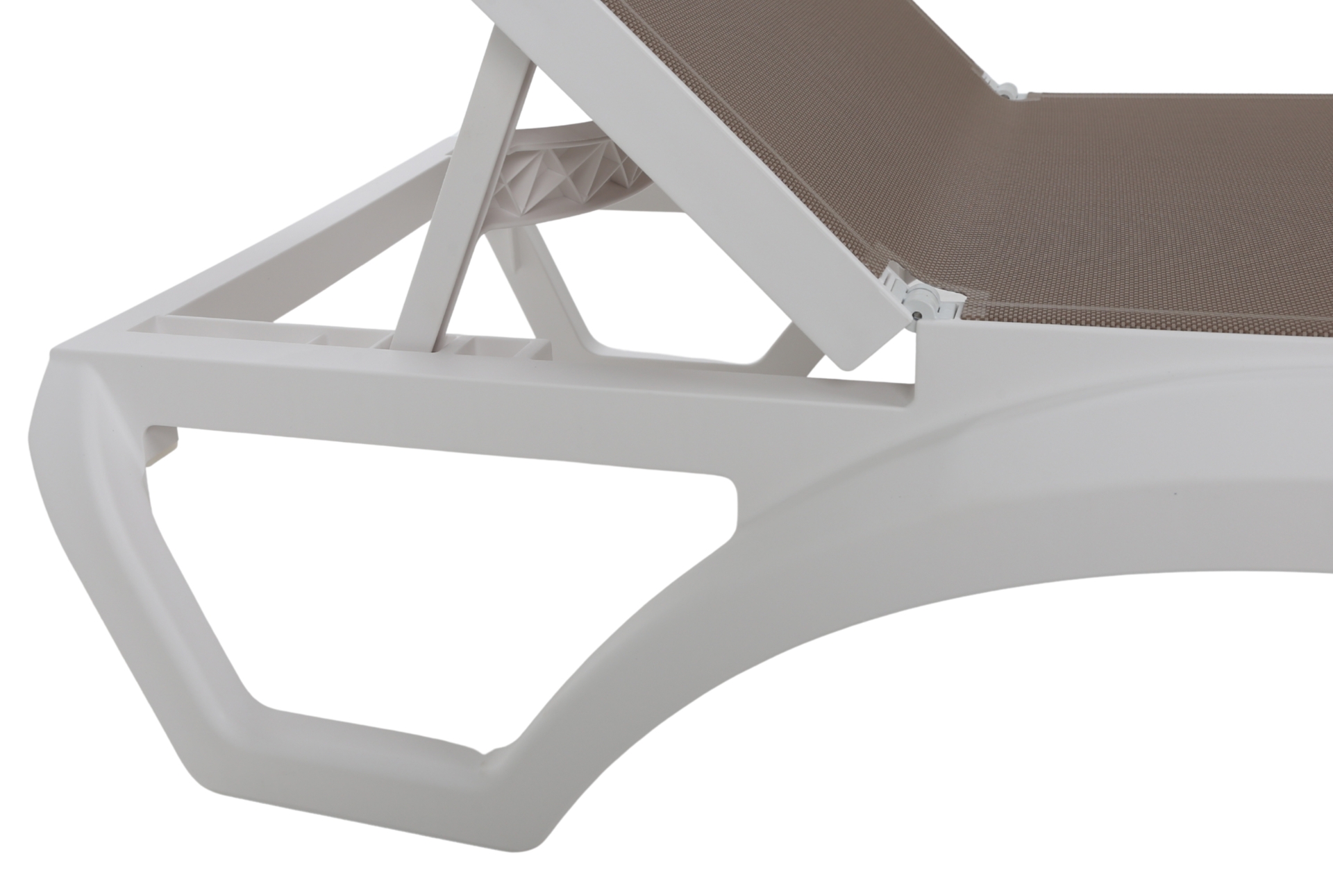 Zestaw leżaków ogrodowych Monako White / Taupe ze stolikiem 