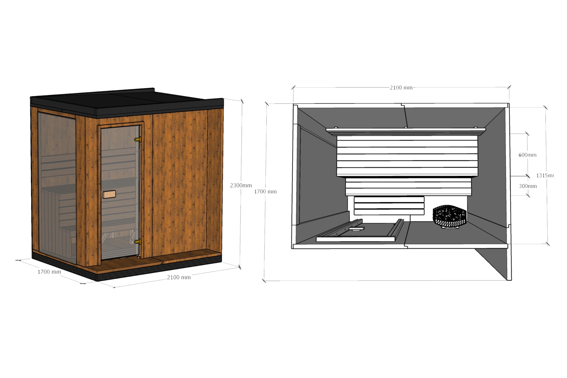 Sauna fińska zewnętrzna TerModula Mini 170 x 210 cm