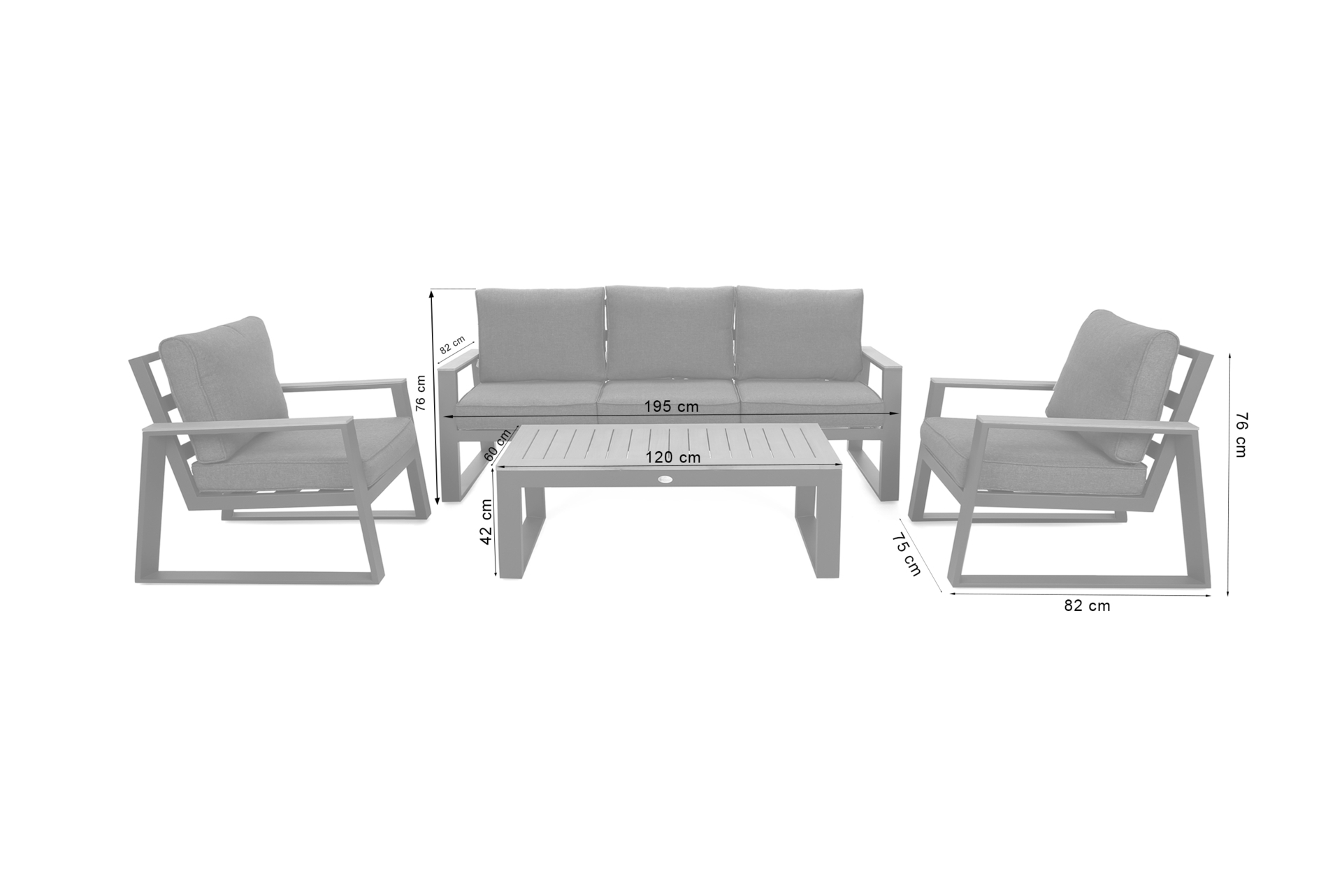 Meble ogrodowe aluminiowe Rimini Dark Grey / Beige Melange