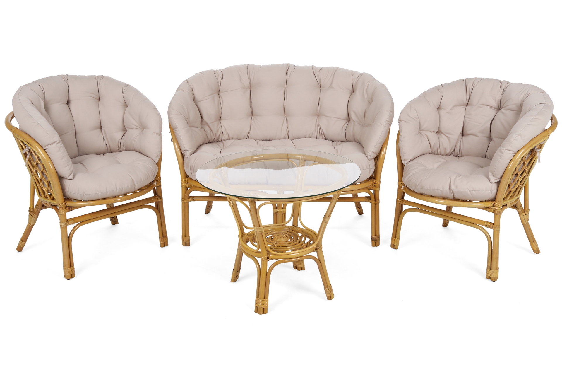 Meble ogrodowe rattanowe Bahama Honey / Cream 3+1