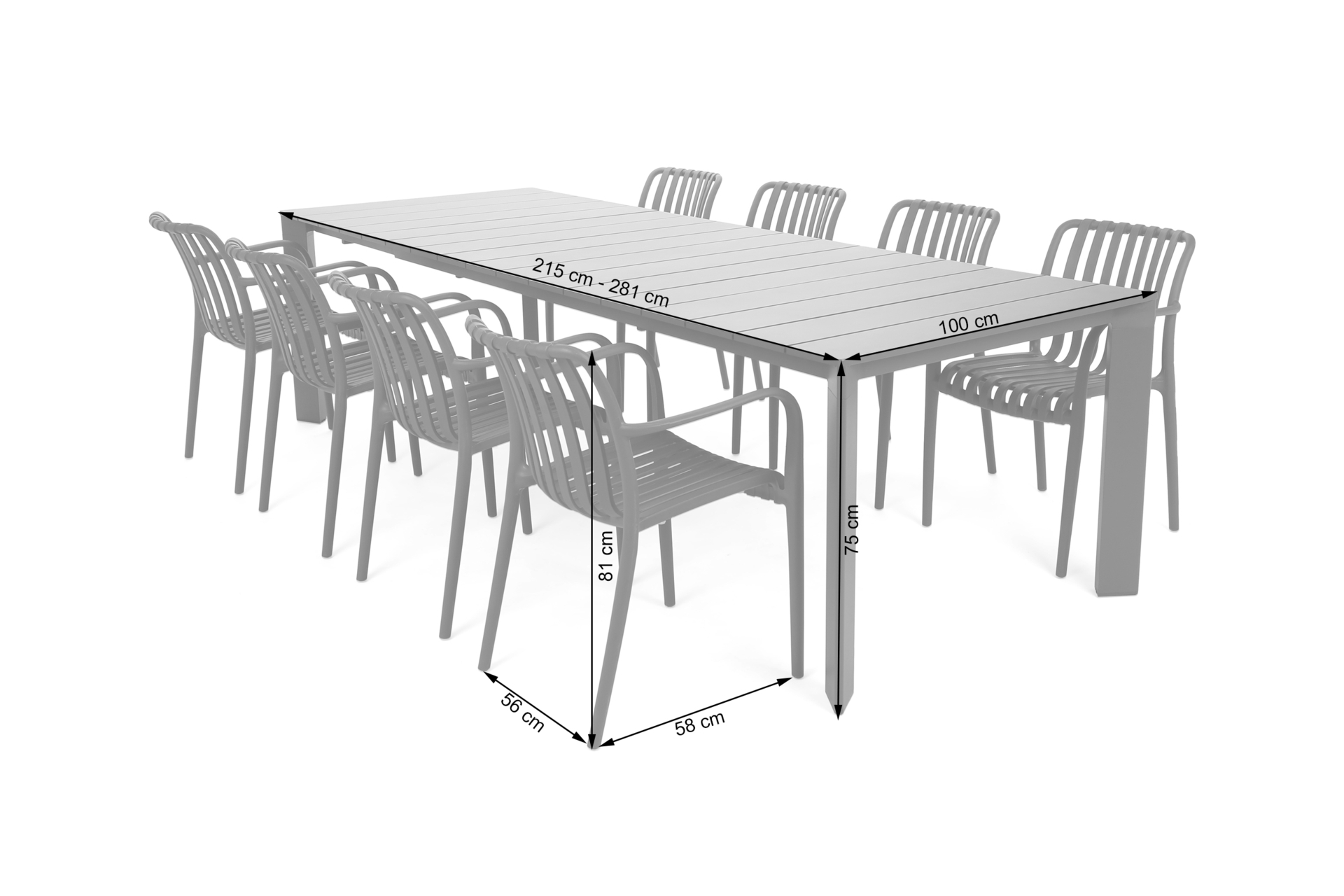 Meble ogrodowe Marsala Lomi Grey 8+1