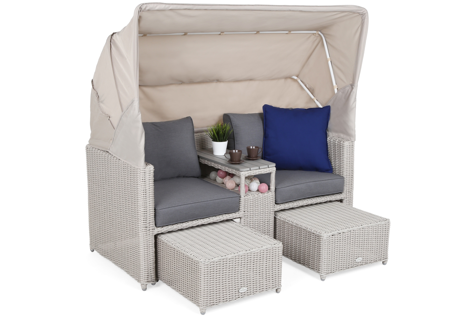 Kosz ogrodowy technorattanowy Michigan White / Grey