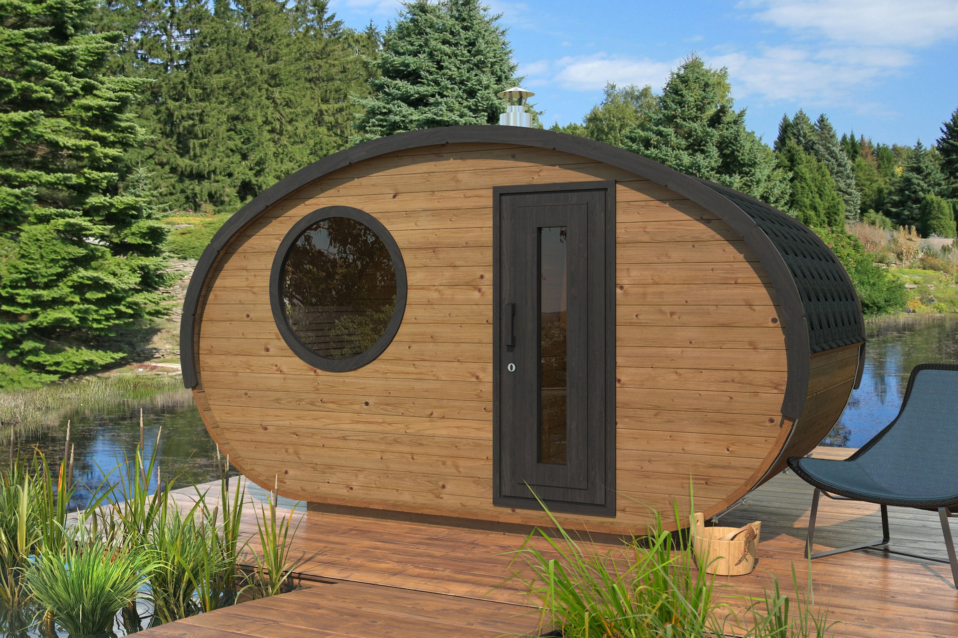 Sauna fińska zewnętrzna Lux Hobbit 195 x 400 cm
