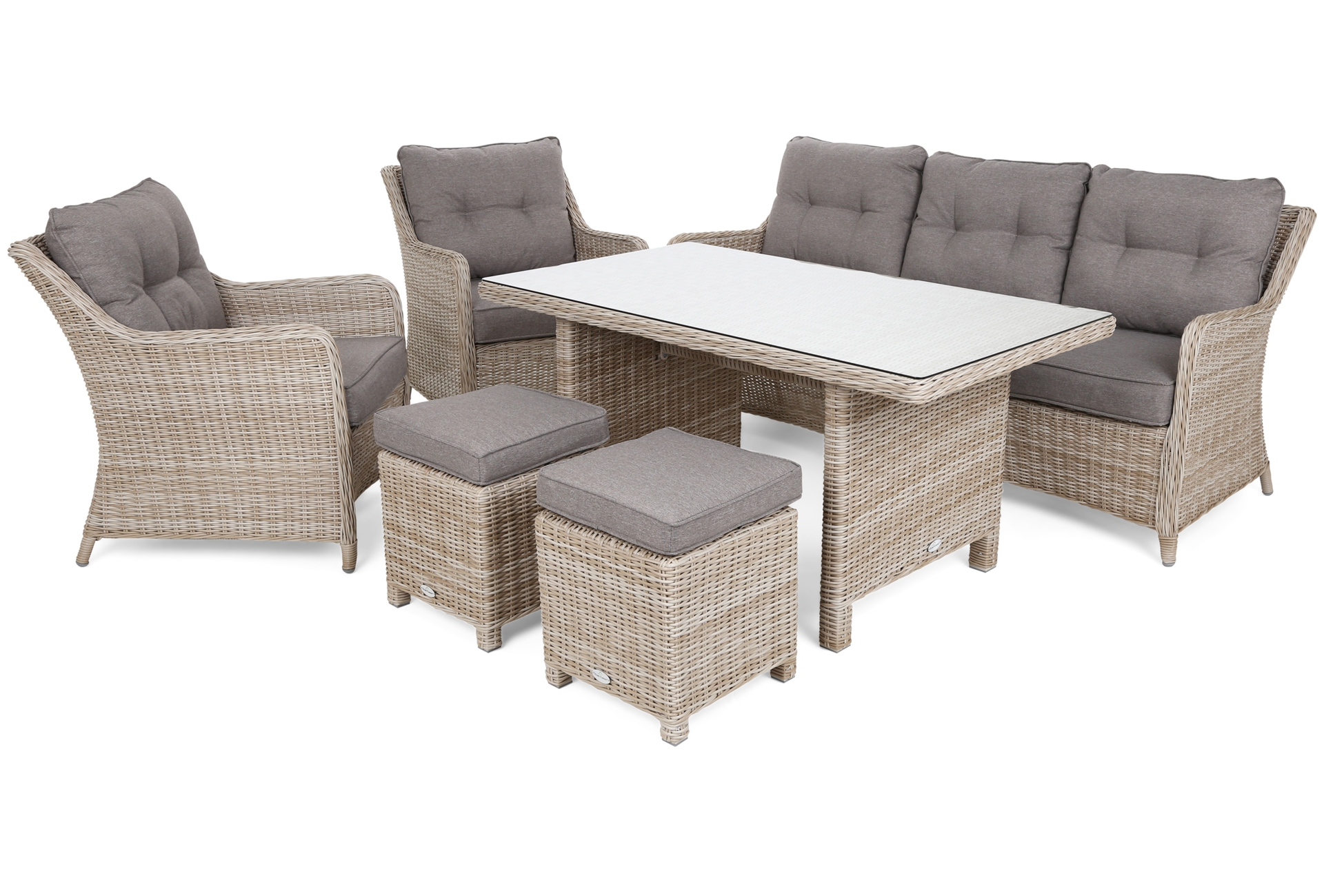 Meble ogrodowe technorattanowe California - beżowy - dla 7 osób Meble ogrodowe technorattanowe California Beige / Beige Melange