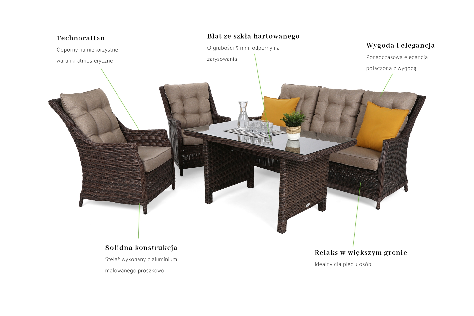 Meble ogrodowe technorattanowe Alicante Brown Mat / Brown Melange