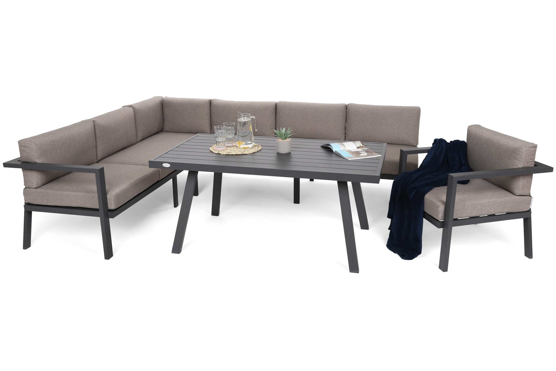 Narożne meble ogrodowe aluminiowe Miami Grey / Taupe