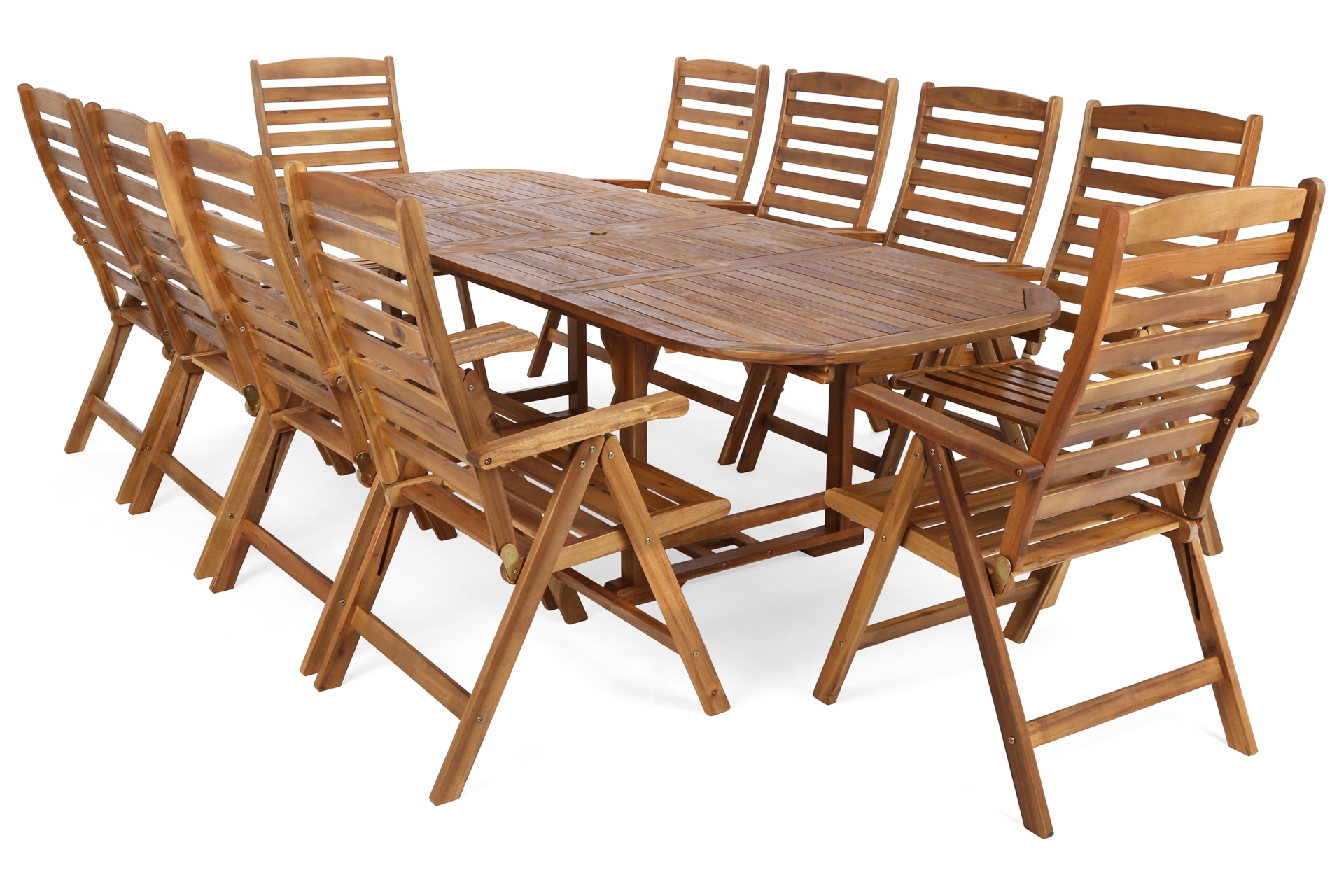 Meble ogrodowe drewniane Akacja Oval 165+60+60 cm 10+1