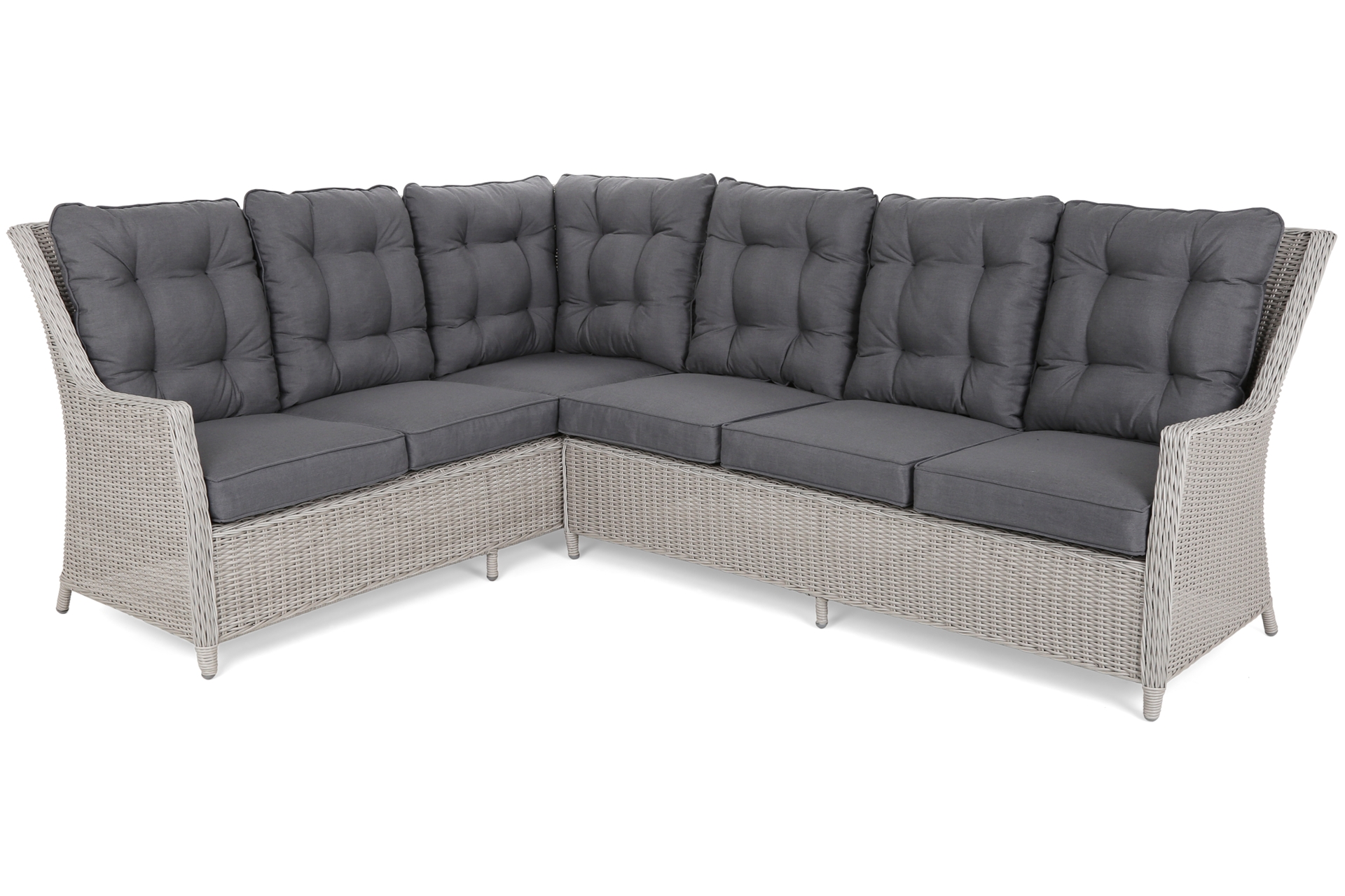 Narożnik ogrodowy technorattanowy lewy Alicante - biały - dla 6 osób Narożnik technorattanowy lewy Alicante White / Grey