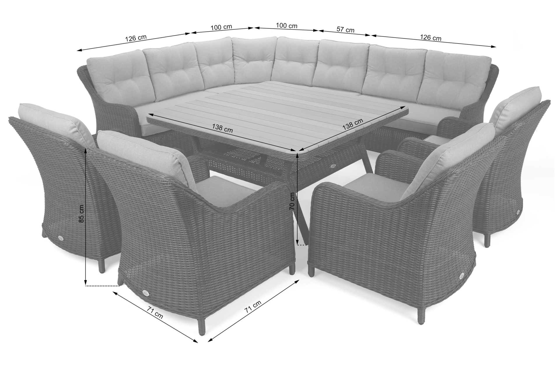 Narożne meble ogrodowe technorattanowe Windsor Brown Mat / Brown Melange