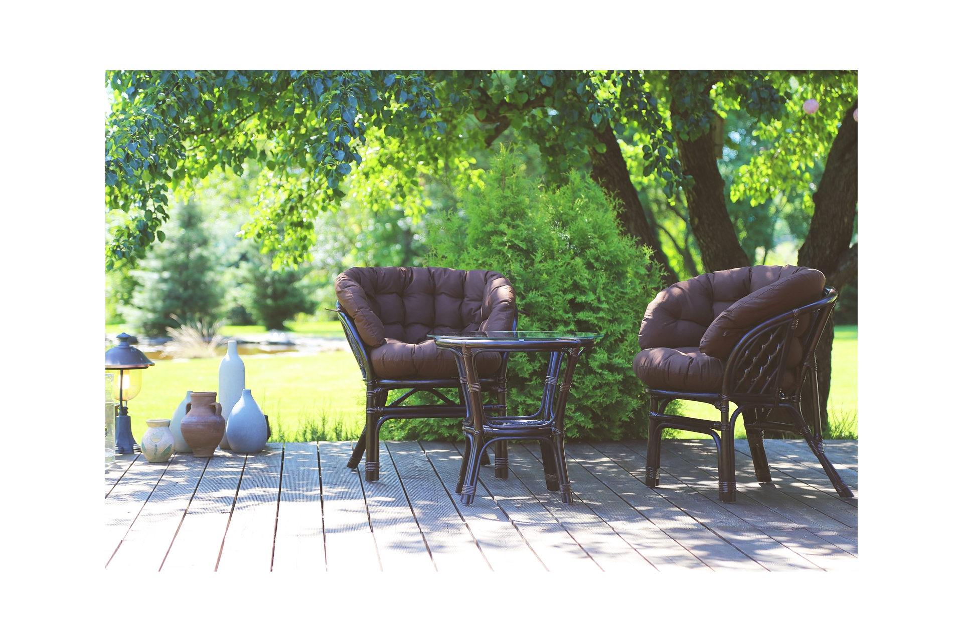 Komplet rattanowych mebli ogrodowych - idealnych na balkon i taras Meble ogrodowe rattanowe Bahama Brown / Cappuccino 2+1