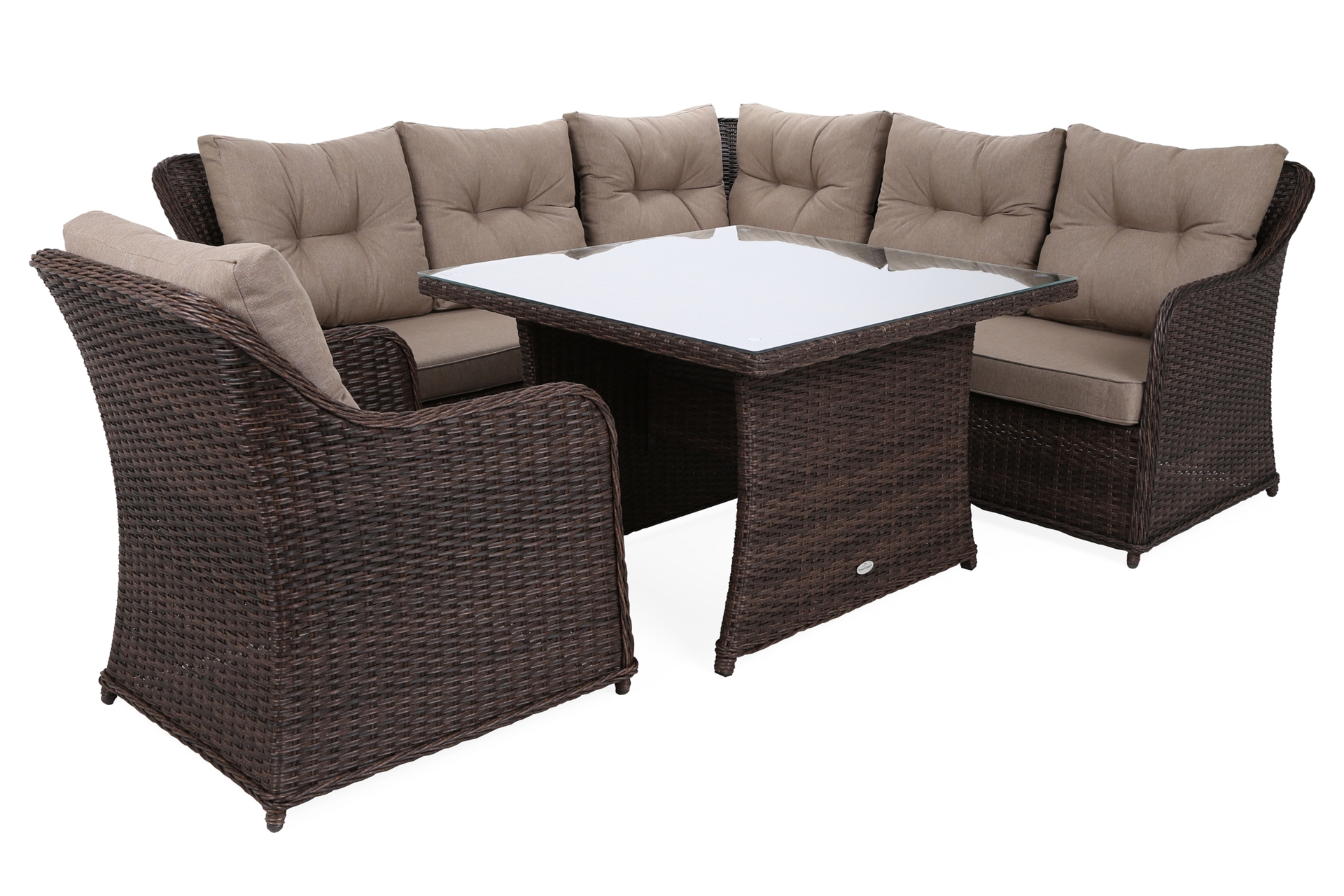 Narożny zestaw mebli ogrodowych Bergamo Brown Mat / Brown Melange