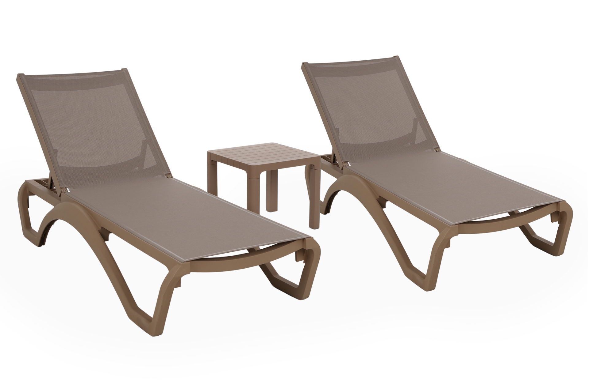 Zestaw leżaków ogrodowych Monako Taupe / Taupe ze stolikiem 