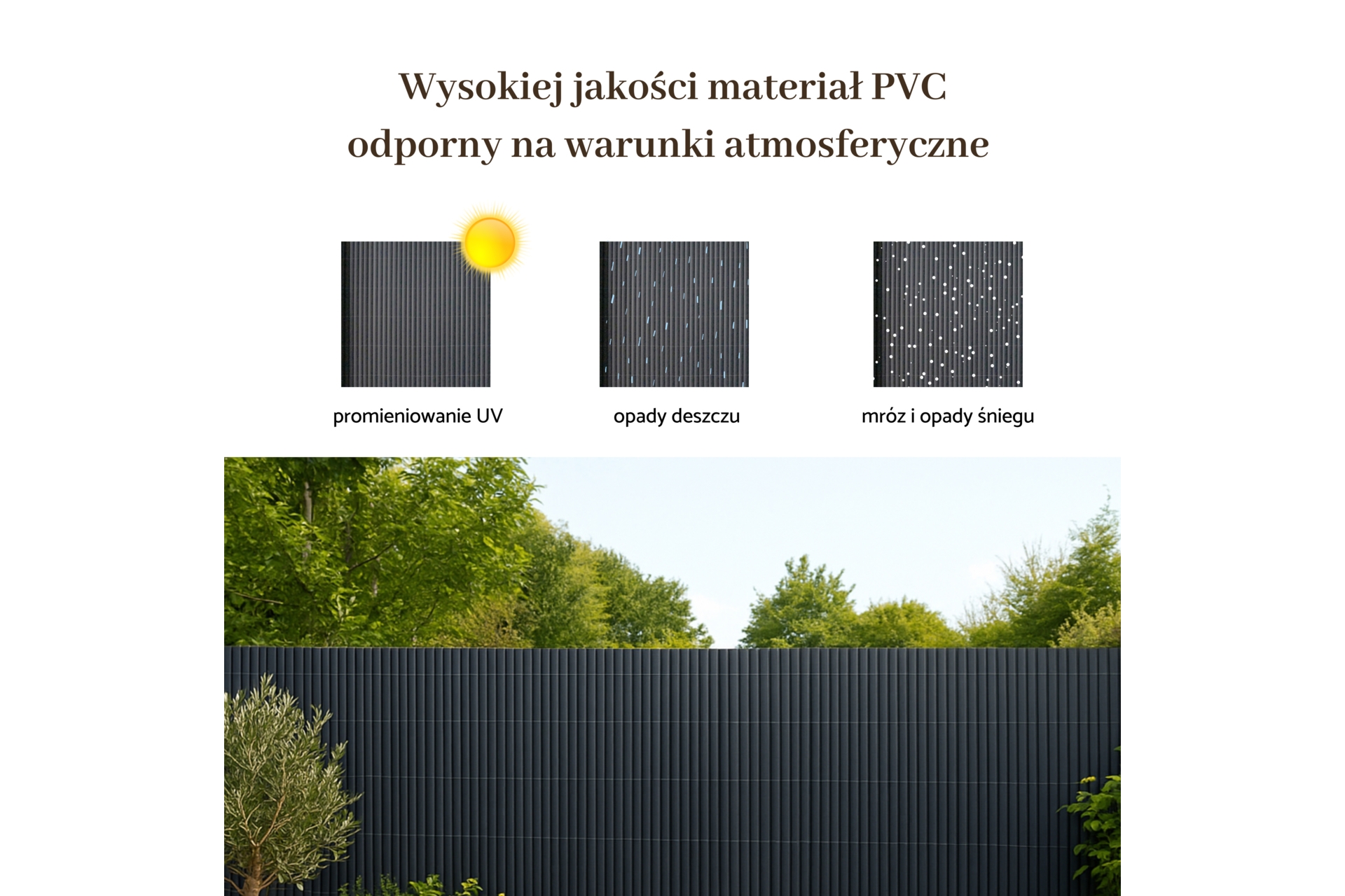 Mata PVC na balkon 200x250 Mata PVC na ogrodzenie 2 x 25 m szara