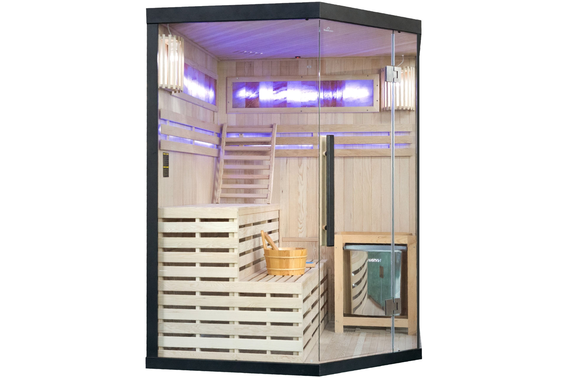 Sauna fińska narożna Nordum Solea 3-osobowa czarna - z panelami solnymi - drewniana Sauna fińska narożna Nordum Solea 3-osobowa czarna