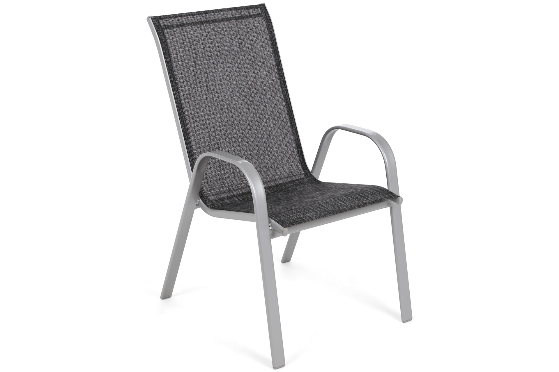 Zestaw 6 metalowych krzeseł ogrodowych Sevilla Silver / Black Melange