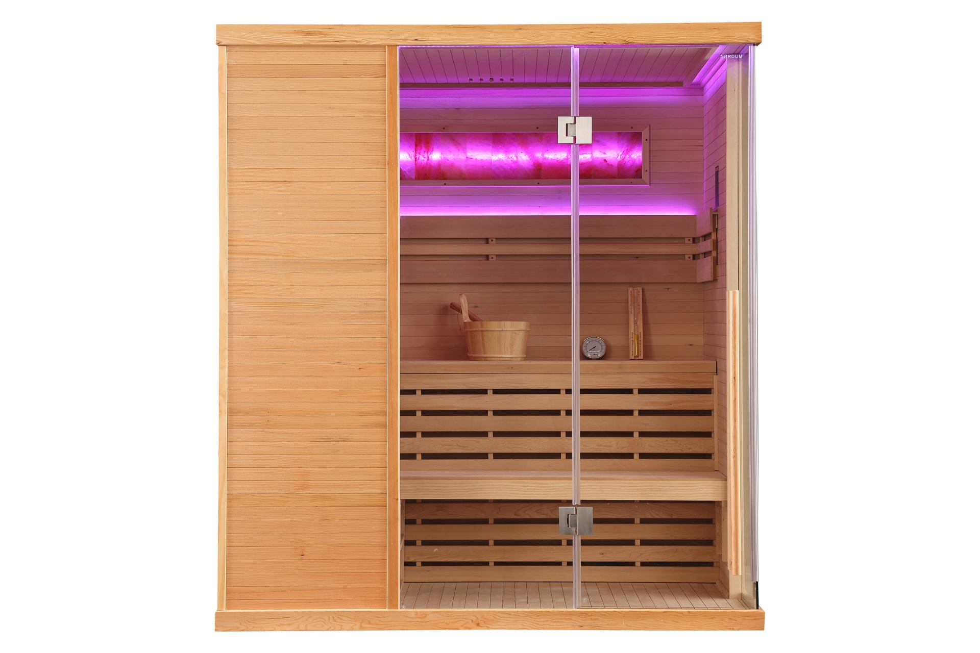 Sauna fińska narożna Nordum Pure One 4-osobowa naturalna