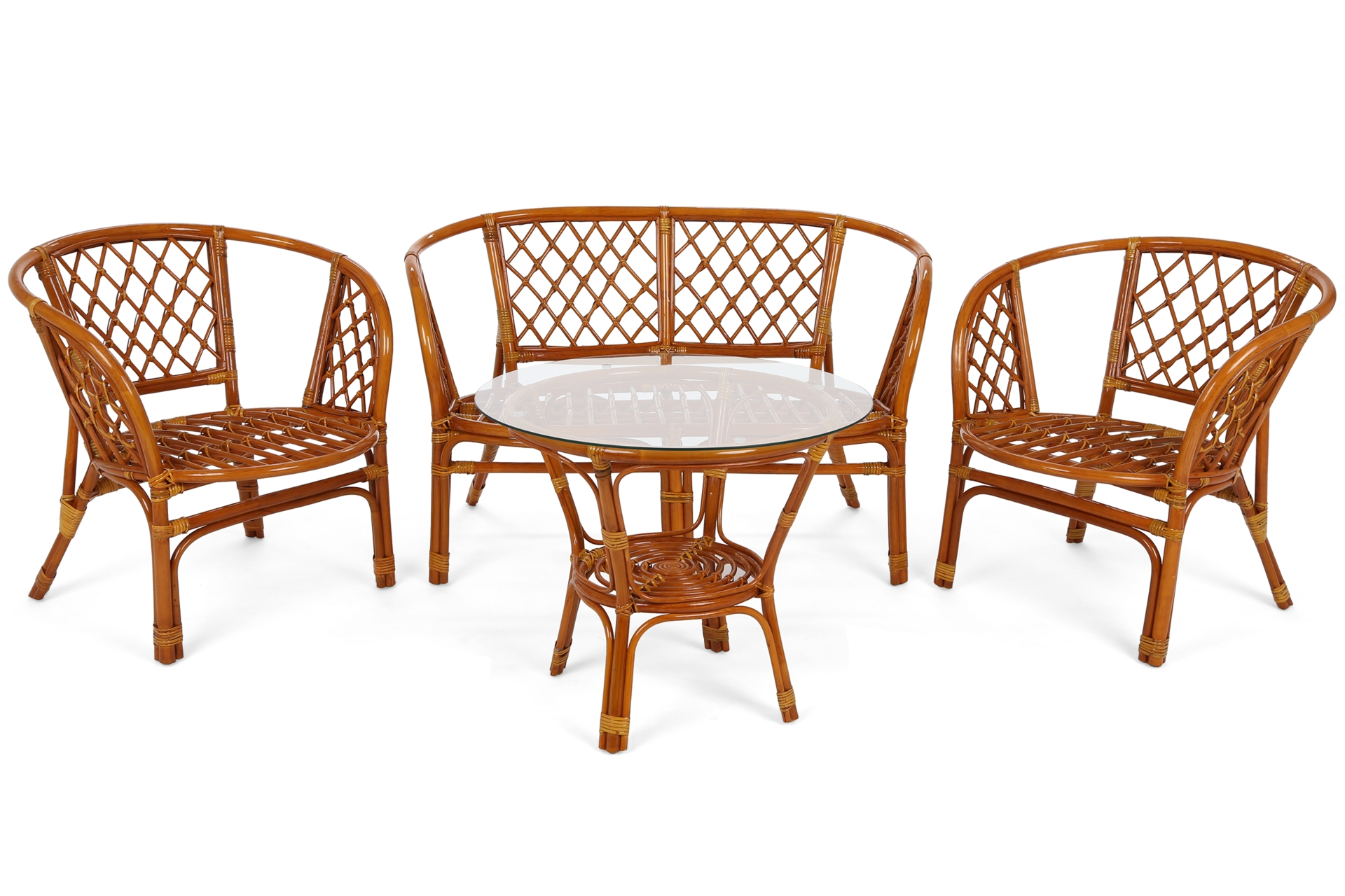 Meble ogrodowe rattanowe Bahama Orange / Latte 3+1 - dla 4 osób - naturalny materiał Meble ogrodowe rattanowe Bahama Orange / Latte 3+1