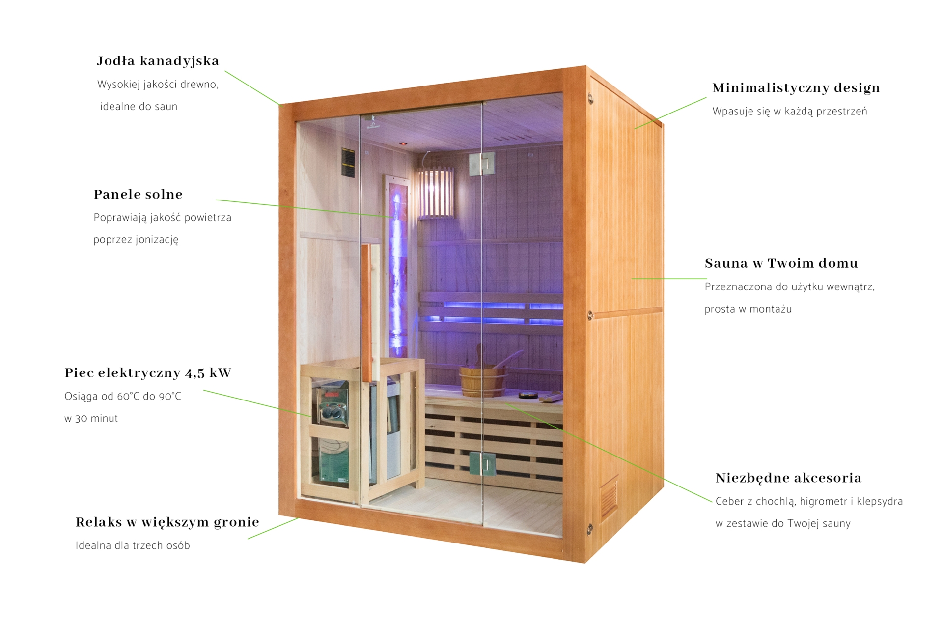 Sauna fińska Nordum Solea 3-osobowa brązowa