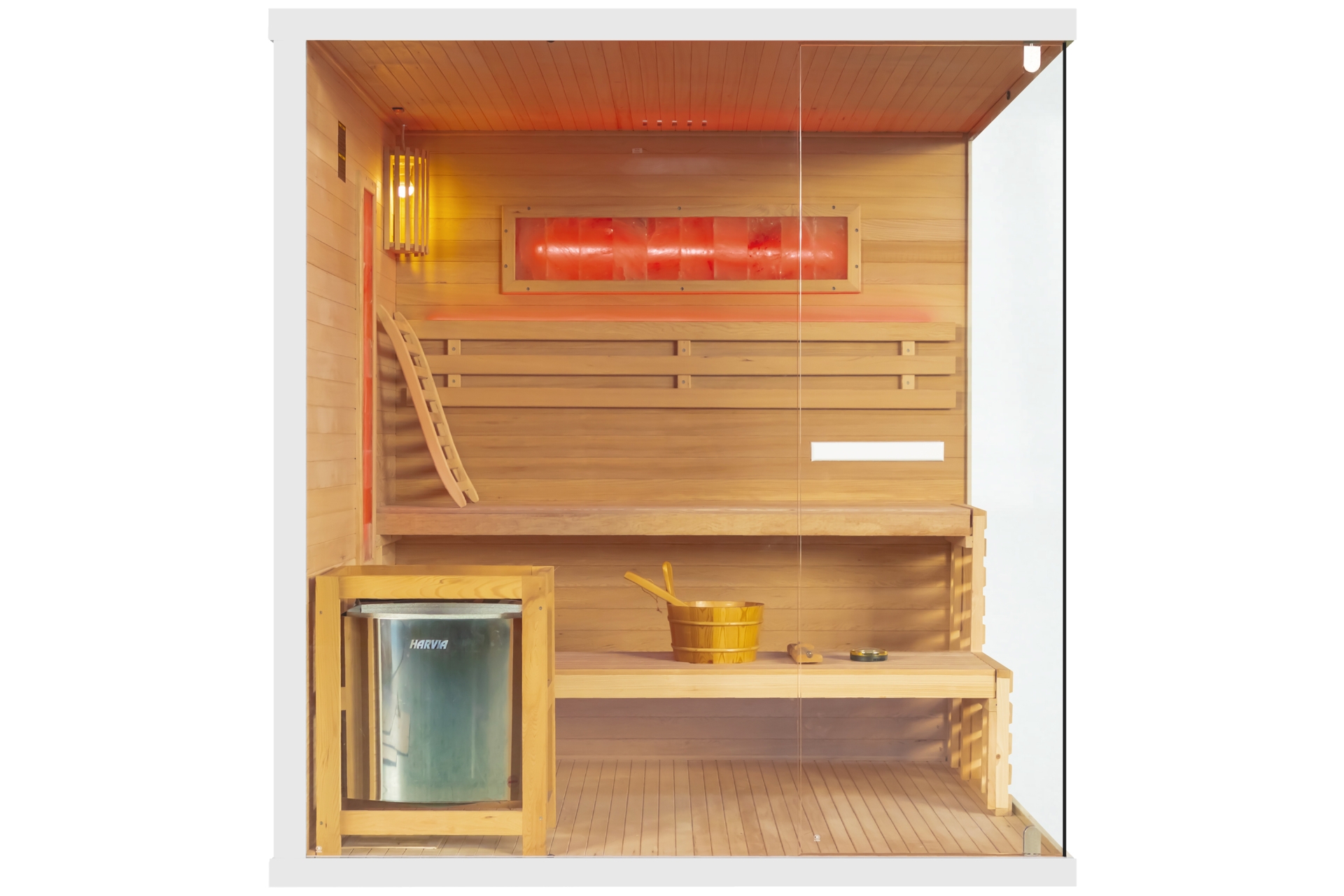 Sauna fińska narożna Nordum Pure 4-osobowa biała