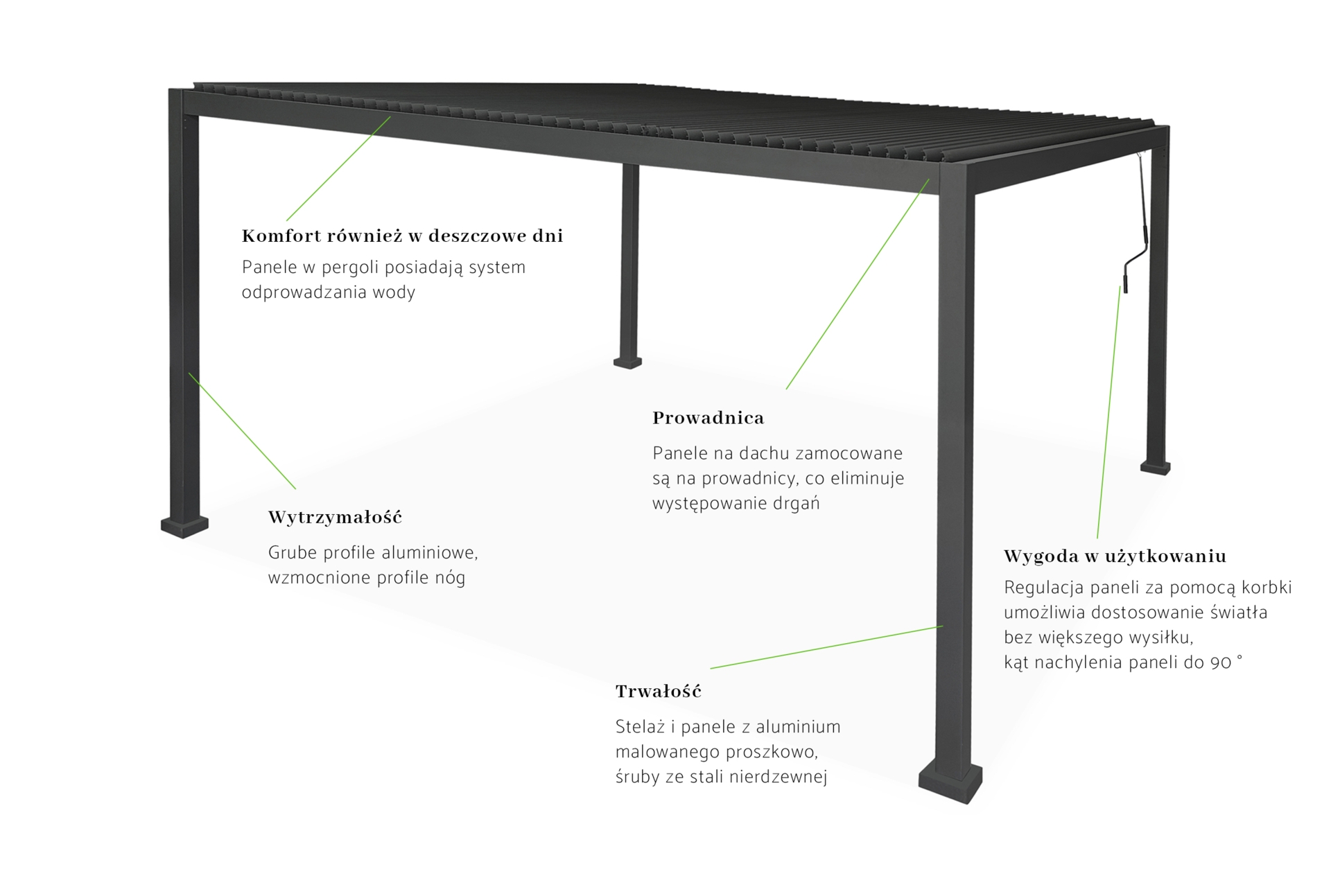 Pergola aluminiowa 6x3 m Bermeo z żaluzjami Pergola ogrodowa aluminiowa Bermeo 600 x 300 cm