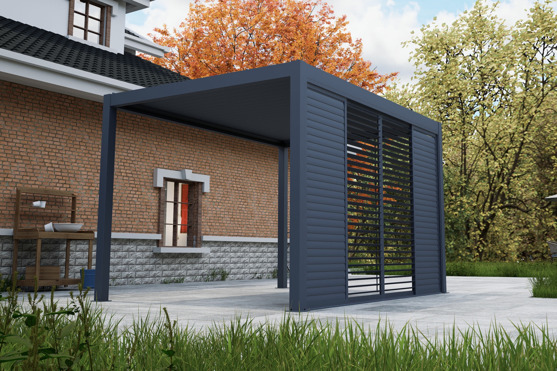 Pergola ogrodowa elektryczna Schatler Nova Lux Alu 8x4 m z oświetleniem LED