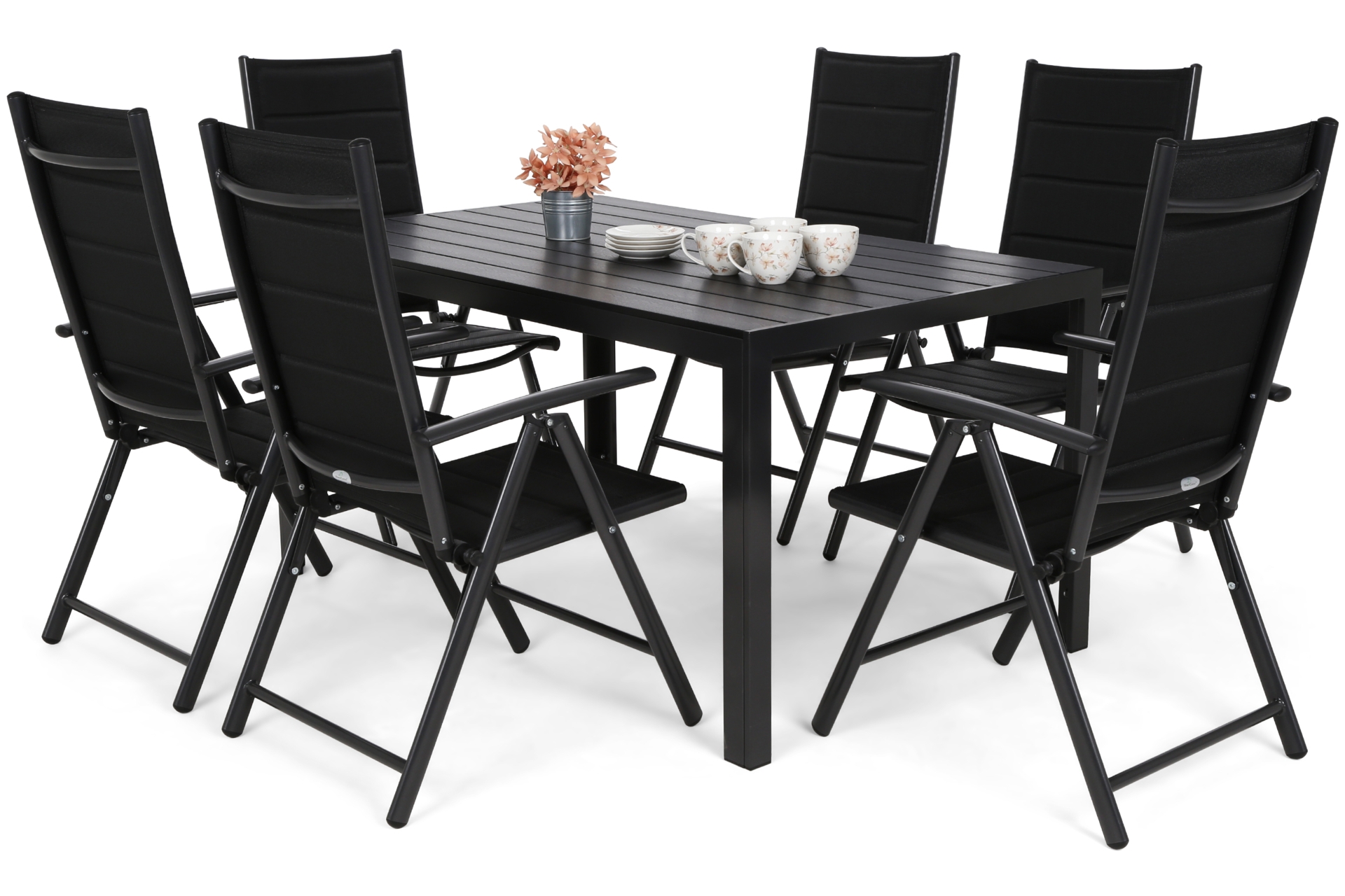 Meble ogrodowe aluminiowe Ibiza 150 cm Black / Black 6+1