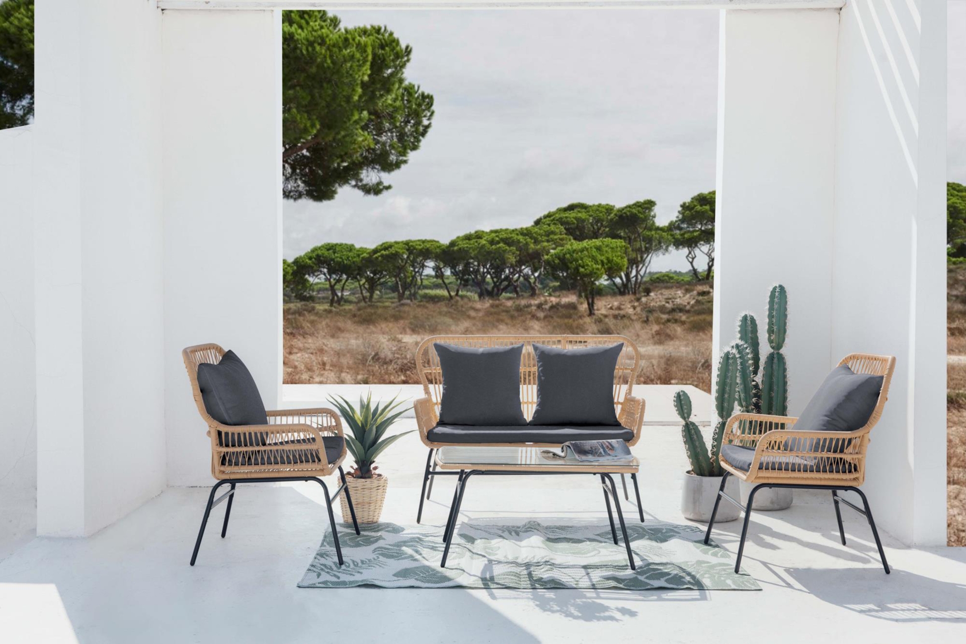 Meble ogrodowe technorattanowe Werona Beige / Grey