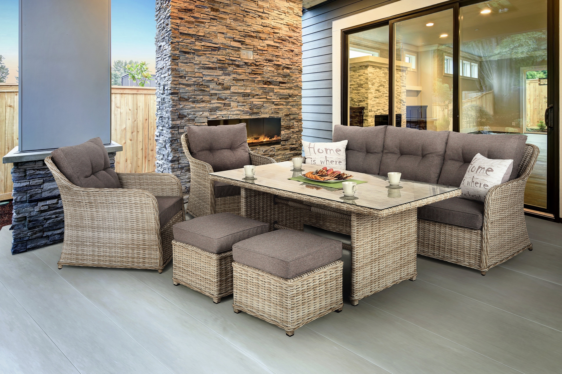 Meble ogrodowe technorattanowe Bergamo White / Grey