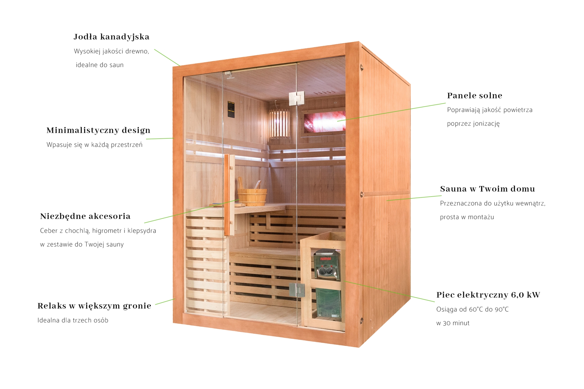 Sauna fińska Nordum Solea R 3-osobowa brązowa
