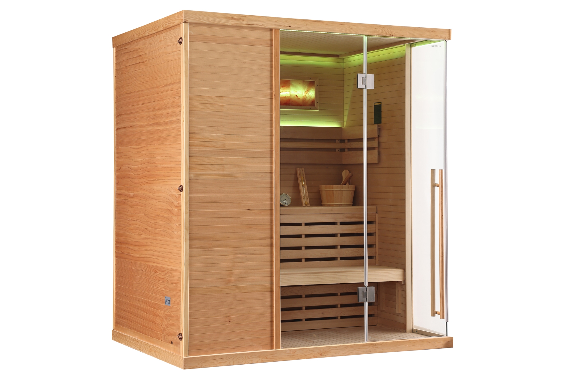 Sauna fińska narożna Nordum Pure One 4-osobowa naturalna