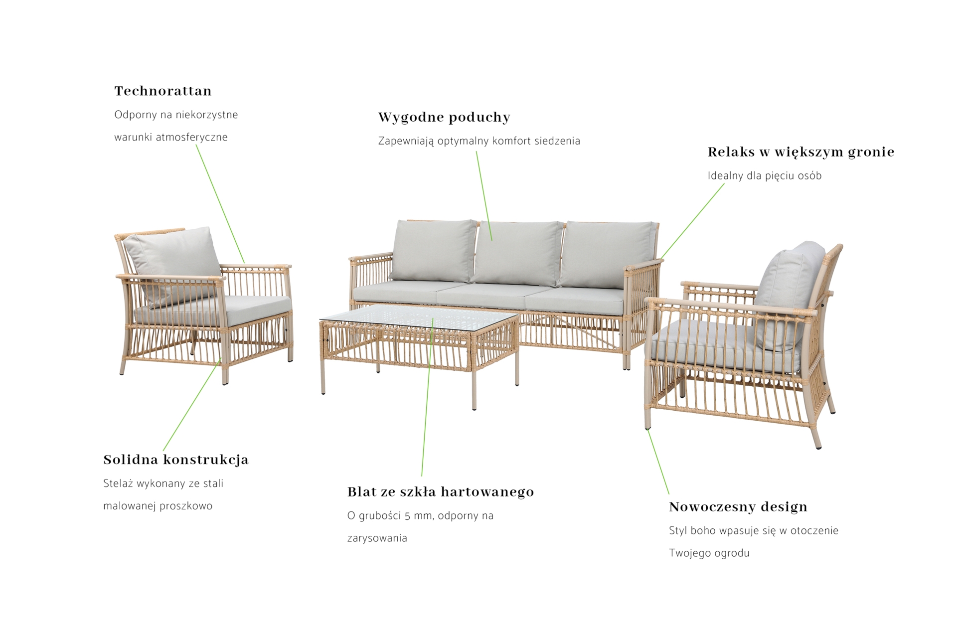 Meble ogrodowe technorattanowe Sycylia Beige / Beige