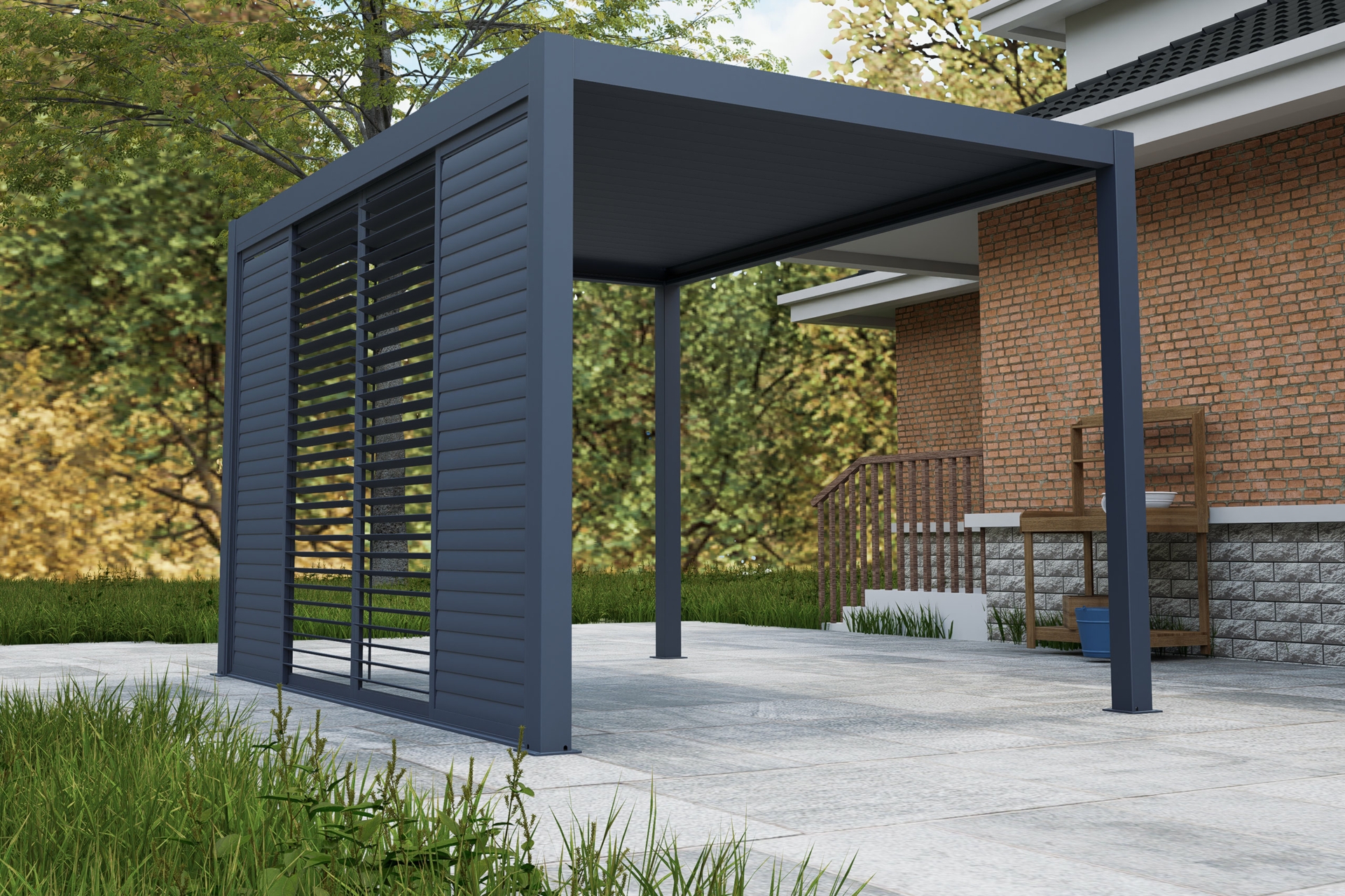 Przesuwna ścianka żaluzjowa 4 m do pergoli Schatler Nova Lux Alu