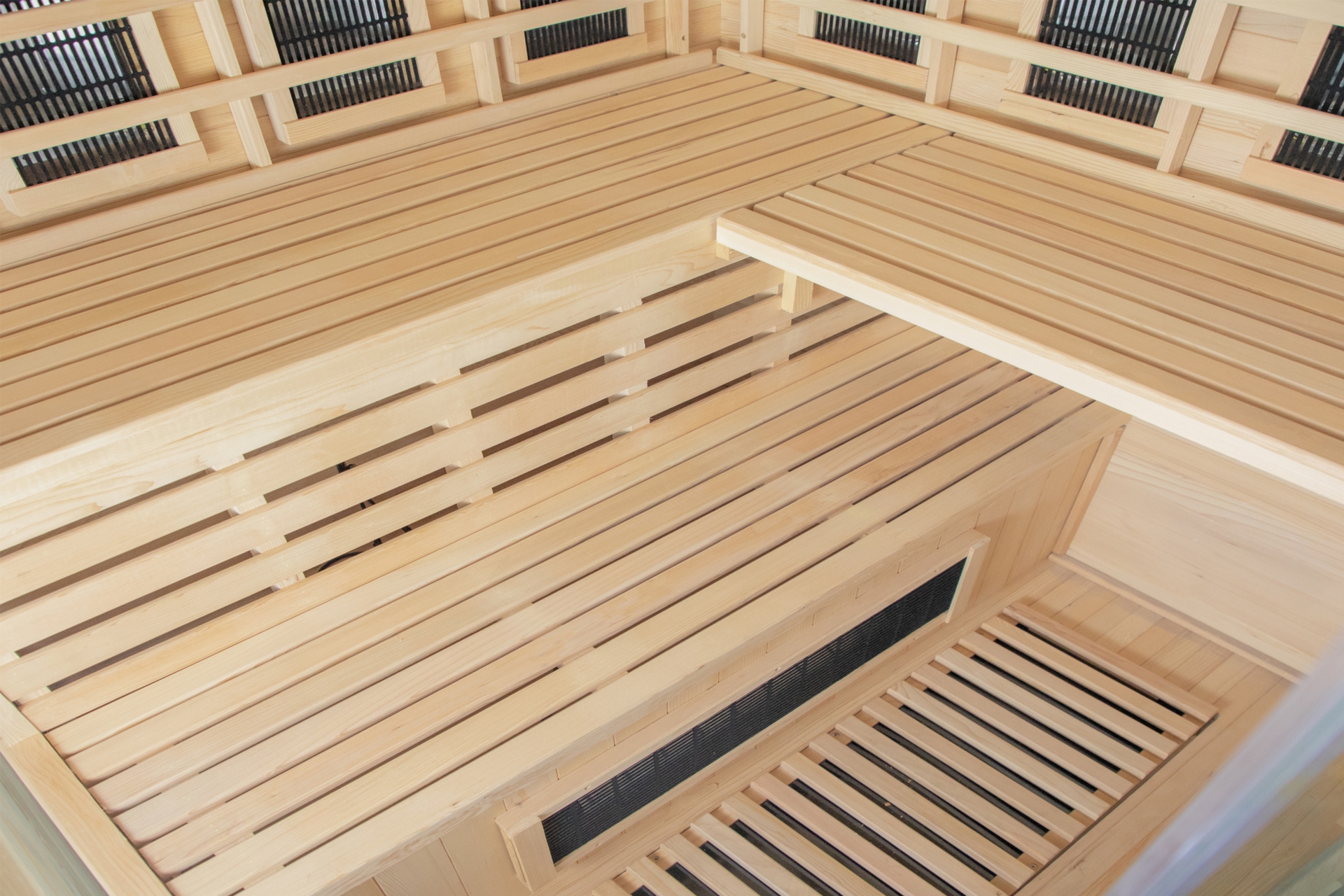 Sauna infrared narożna Nordum Solea 4-osobowa czarna - drewniana Sauna infrared narożna Nordum Solea 4-osobowa czarna