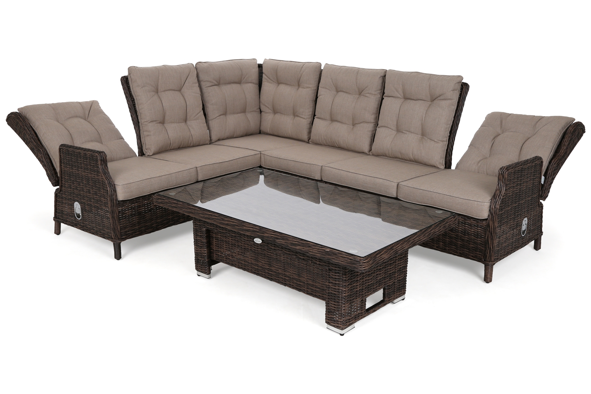 Narożnik ogrodowy technorattanowy Trivento Brown Mat / Brown Melange