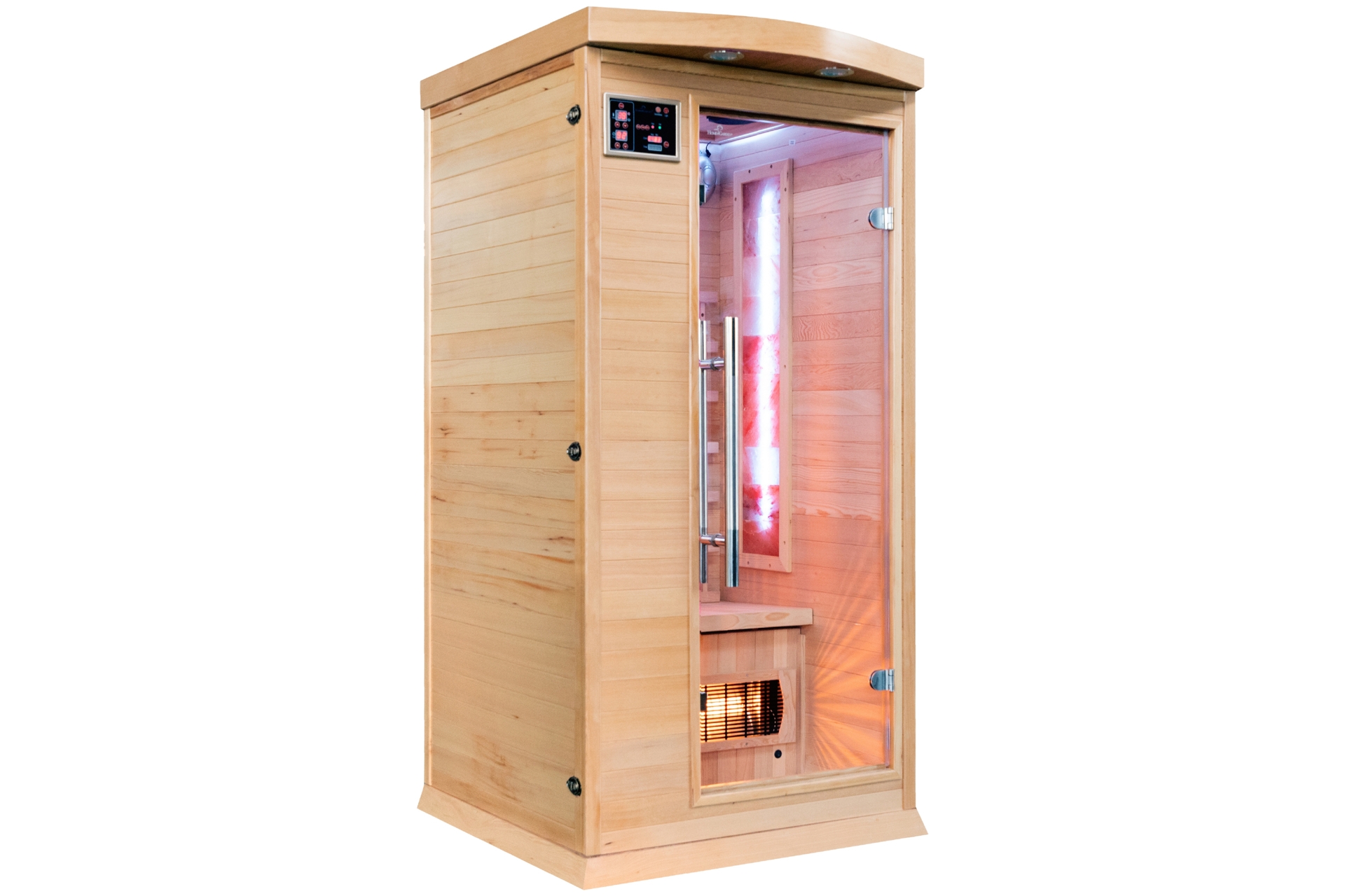 Sauna infrared Nordum Classic 1-osobowa naturalna - z panelami solnymi - z jodły kanadyjskiej Sauna infrared Nordum Classic 1-osobowa naturalna