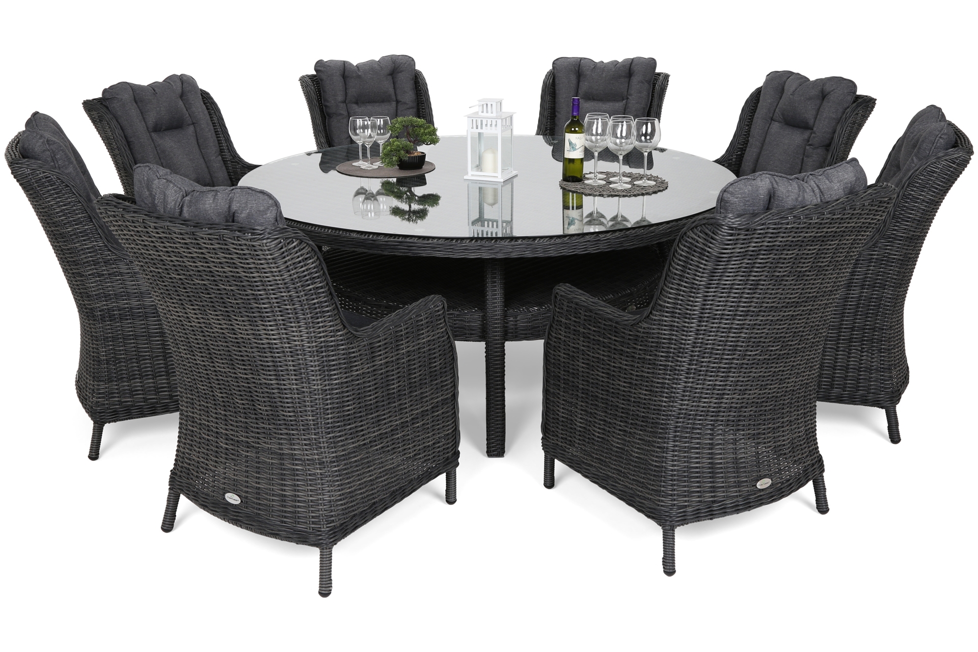 Meble ogrodowe technorattanowe Bristol Round Elegant 180 cm Grey / Grey Melange 8+1