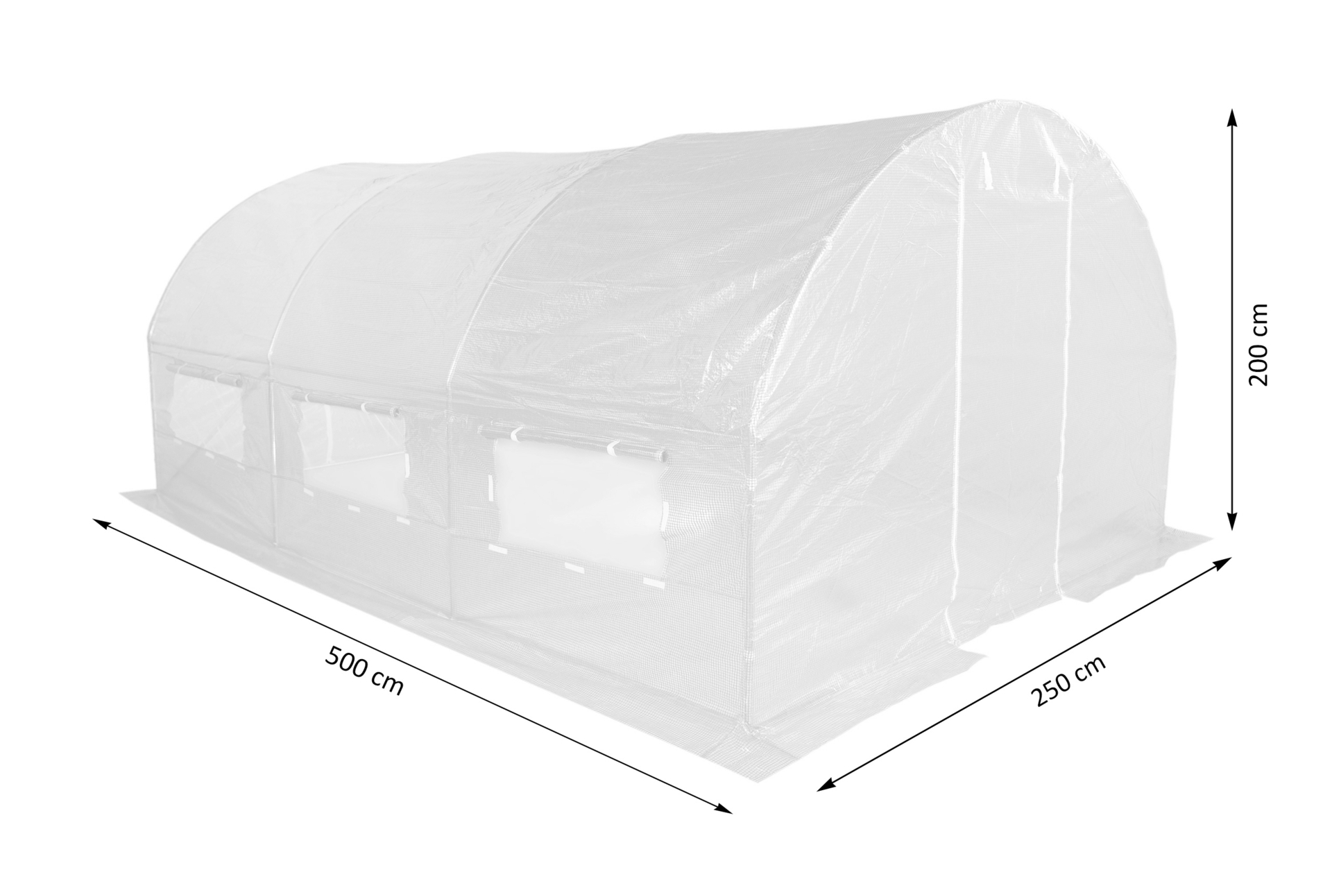Tunel foliowy 2,5x5 m wzmocniony biały