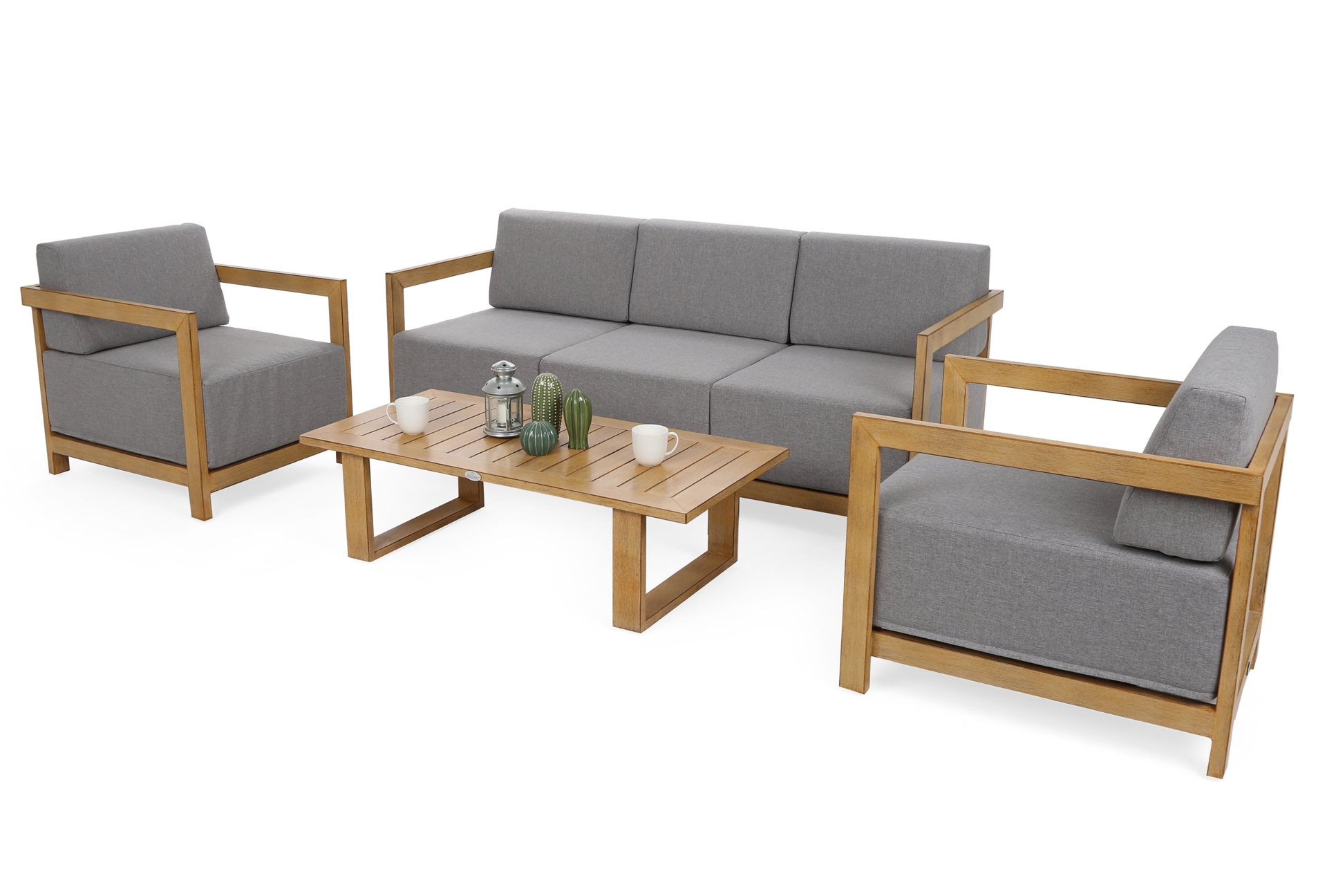 Meble ogrodowe aluminiowe Lyon Teak / Fog Grey