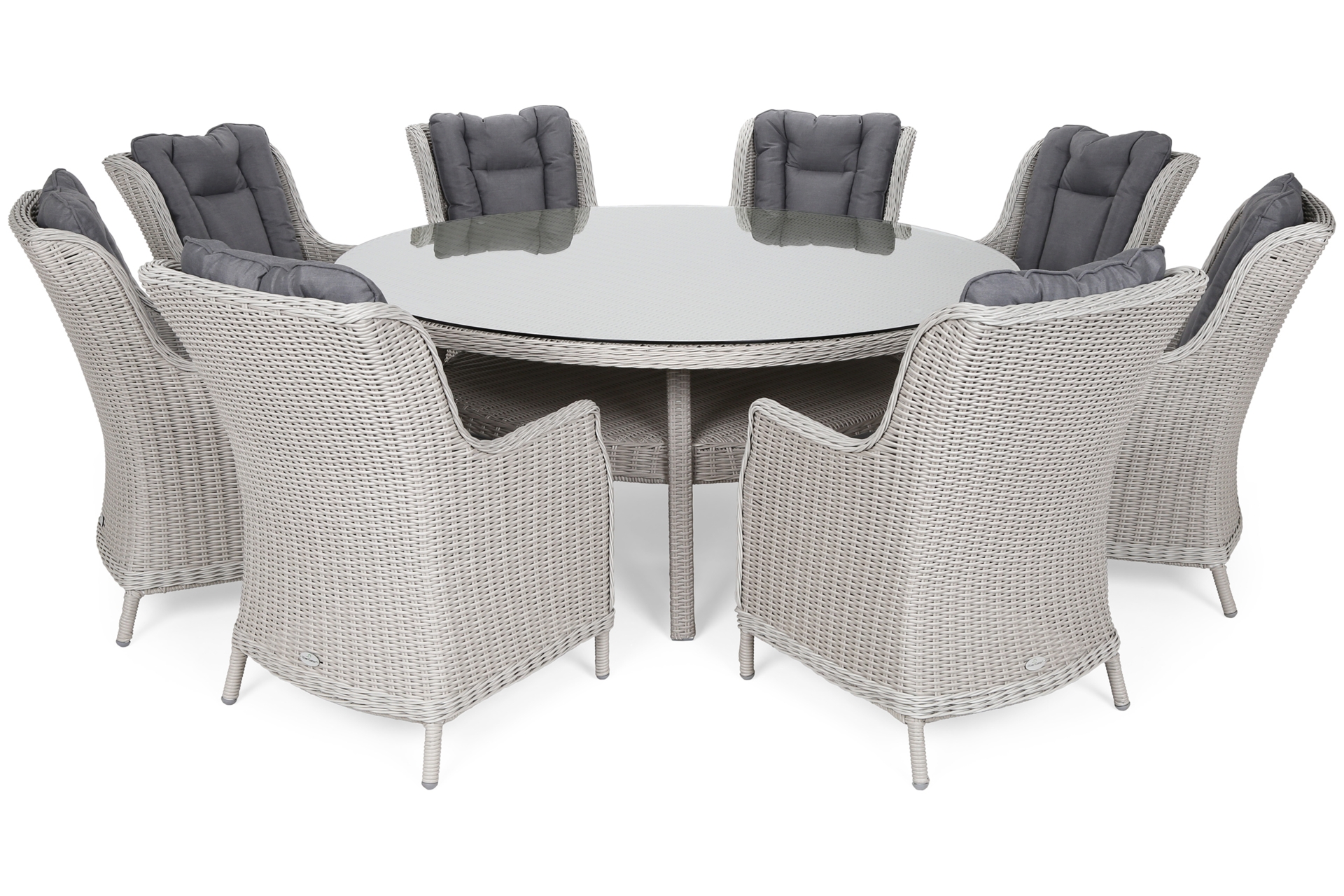 Meble ogrodowe technorattanowe Bristol Round Elegant 180 cm White / Grey 8+1