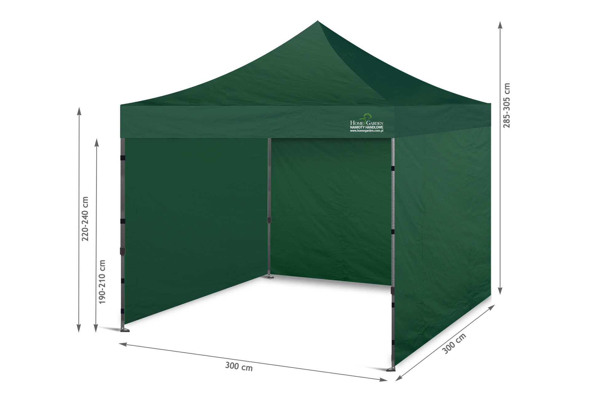 Namiot handlowy 300 x 300 cm zielony