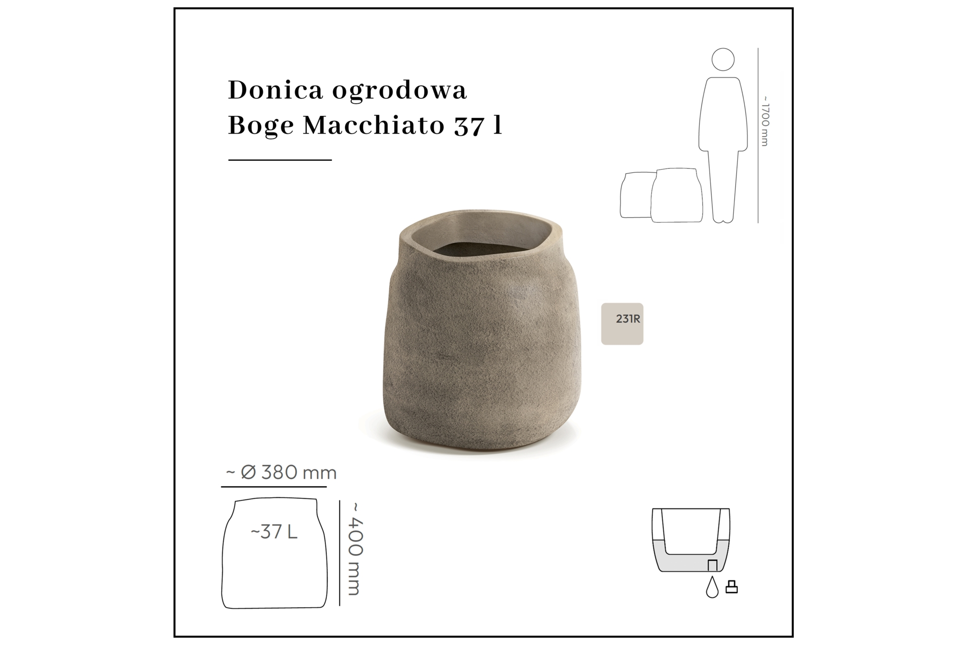 Donica ogrodowa Boge Macchiato 37 l