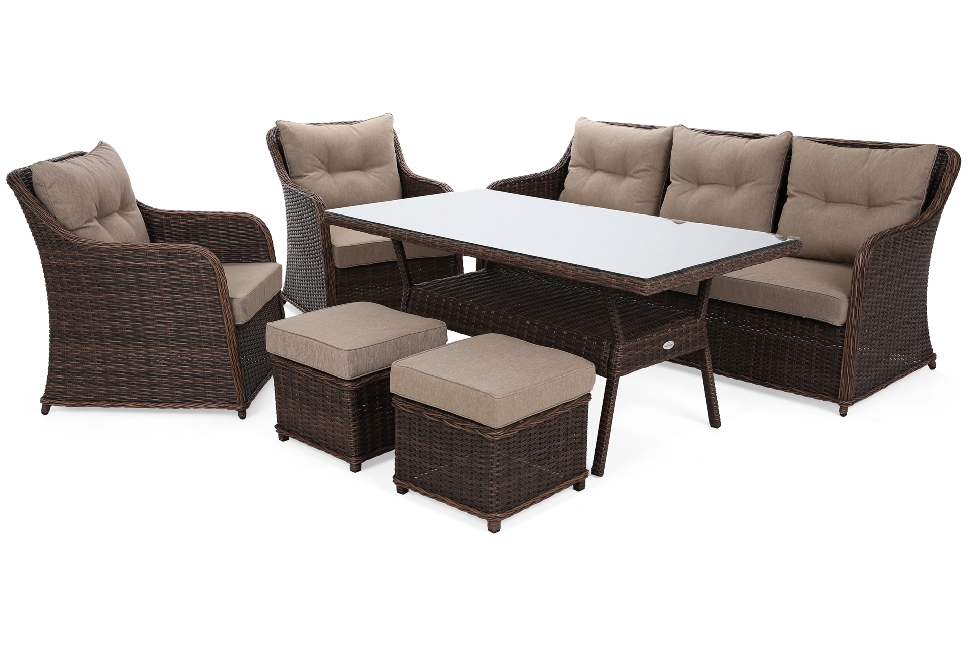 Meble ogrodowe technorattanowe Bergamo Elegant Brown Mat / Brown Melange