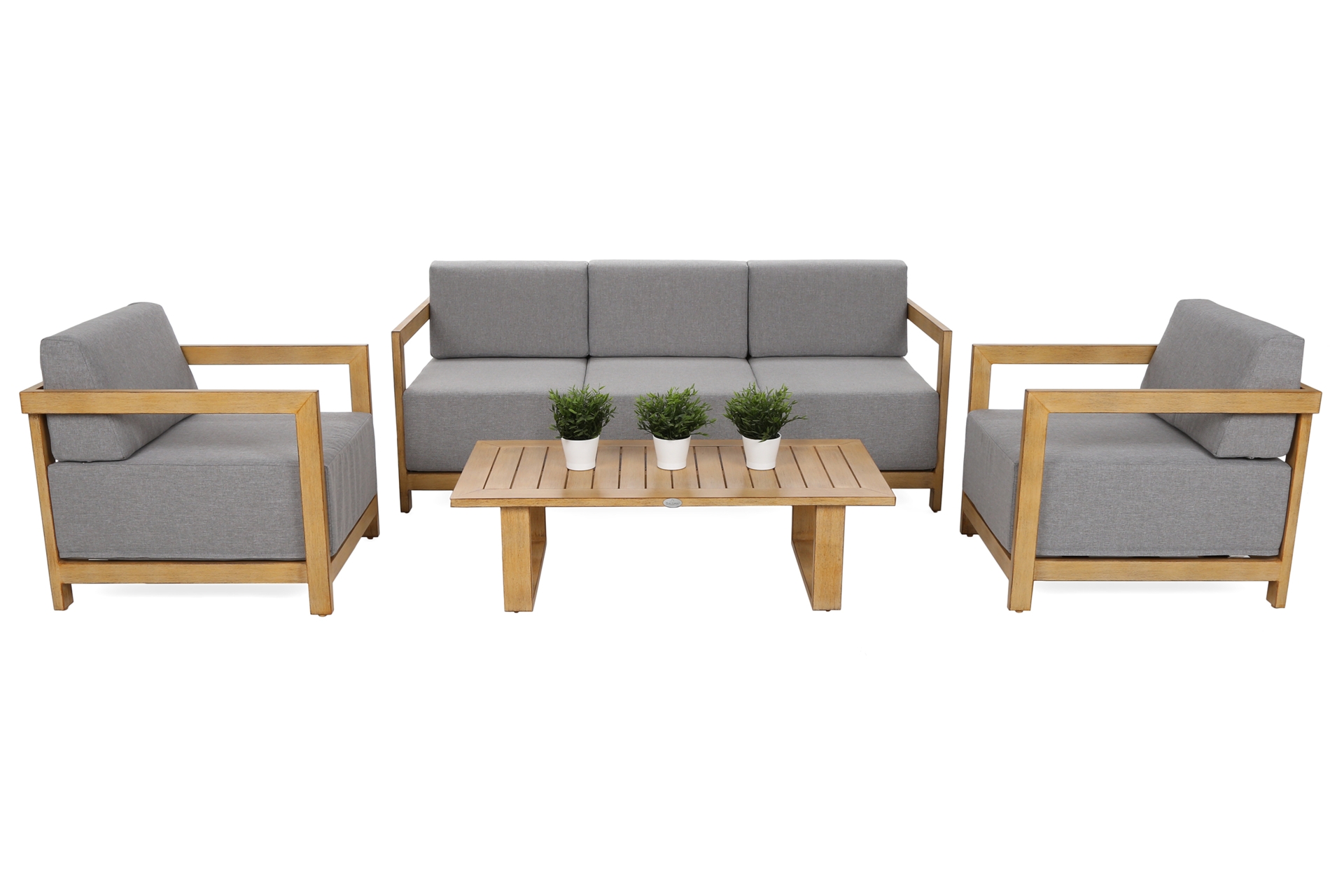 Meble ogrodowe aluminiowe Lyon Teak / Fog Grey