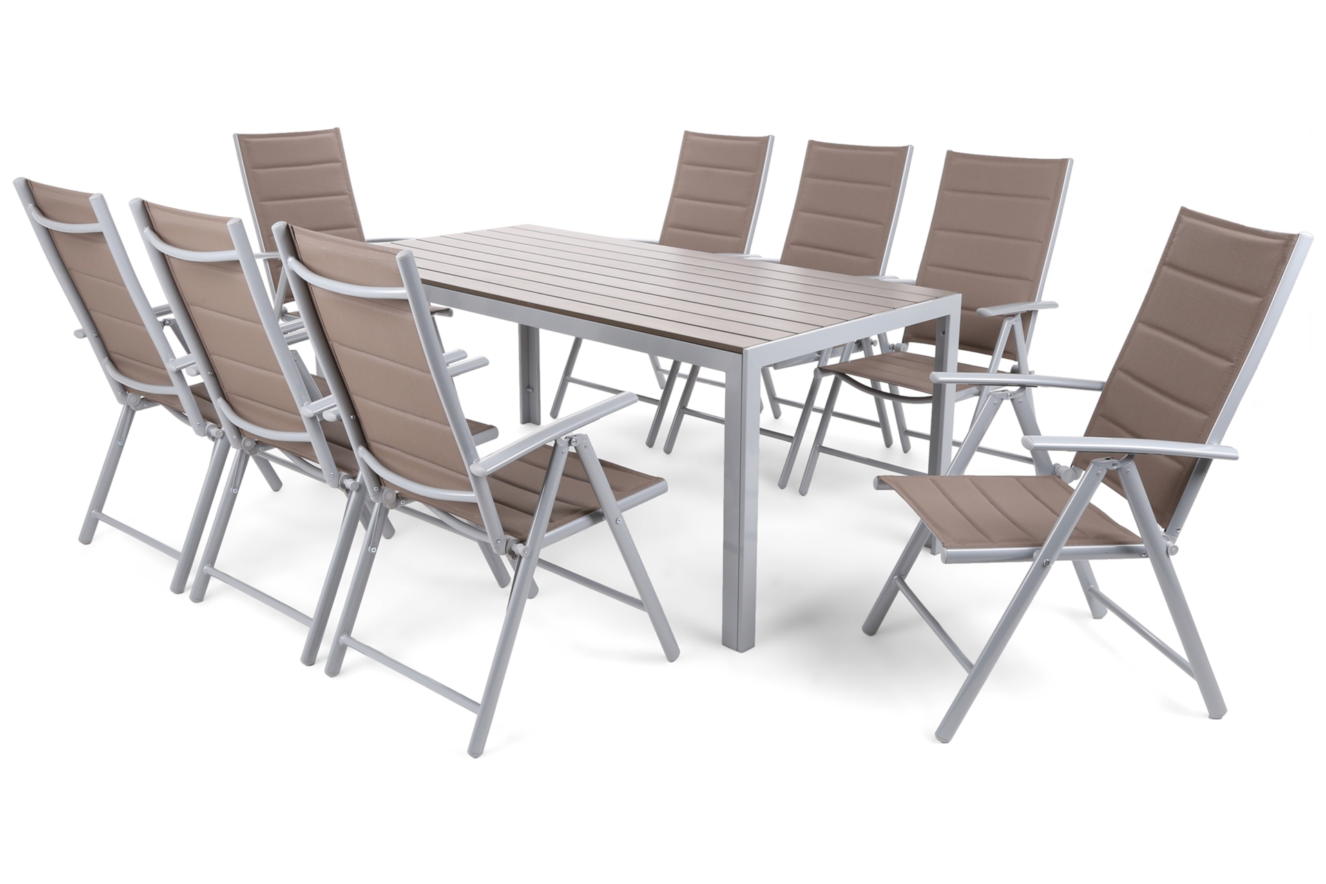 Meble ogrodowe aluminiowe Ibiza 185 cm Silver / Taupe 8+1